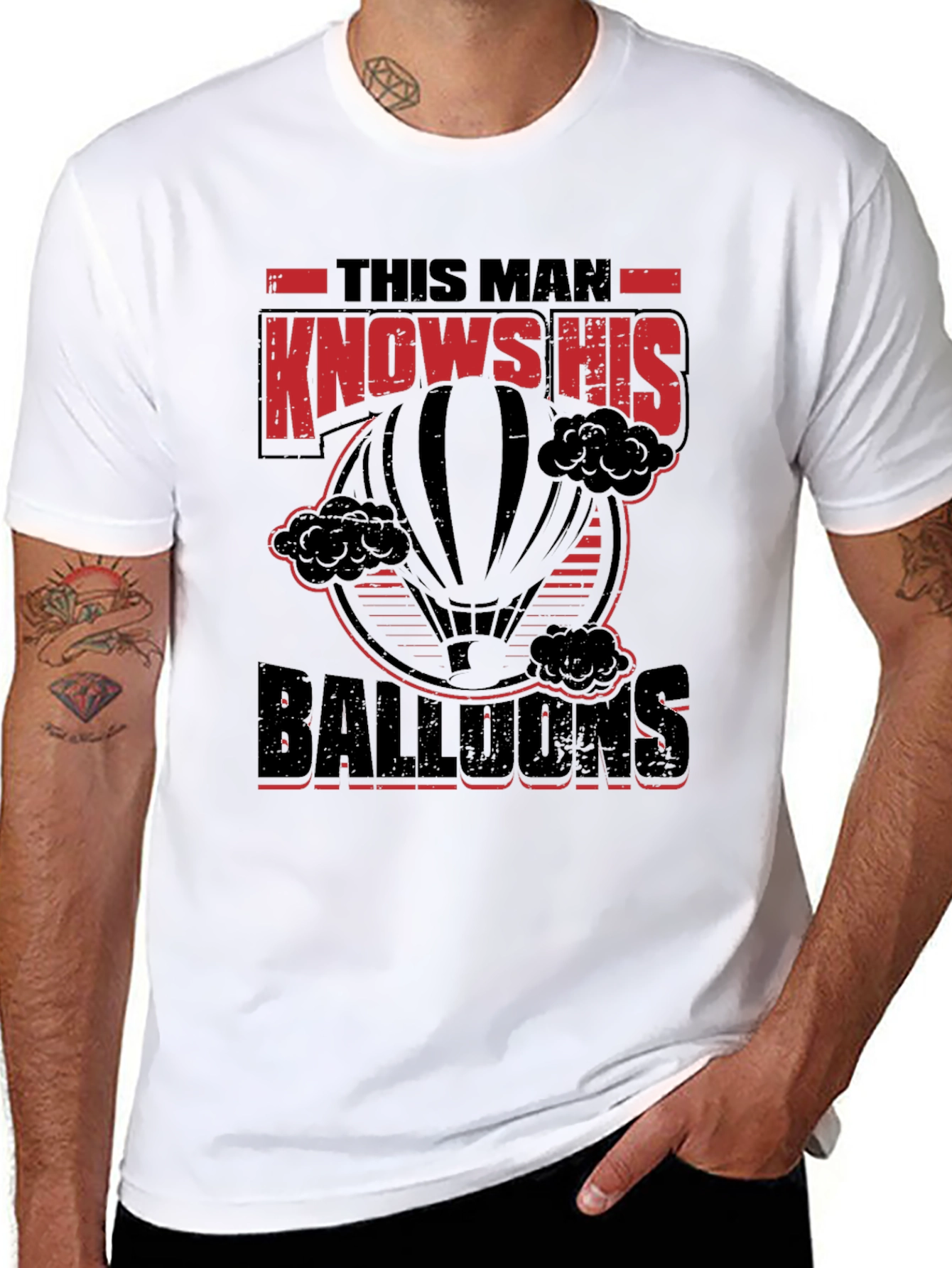 Black This Man Knows His Balloons Graphic T-Shirt view 8