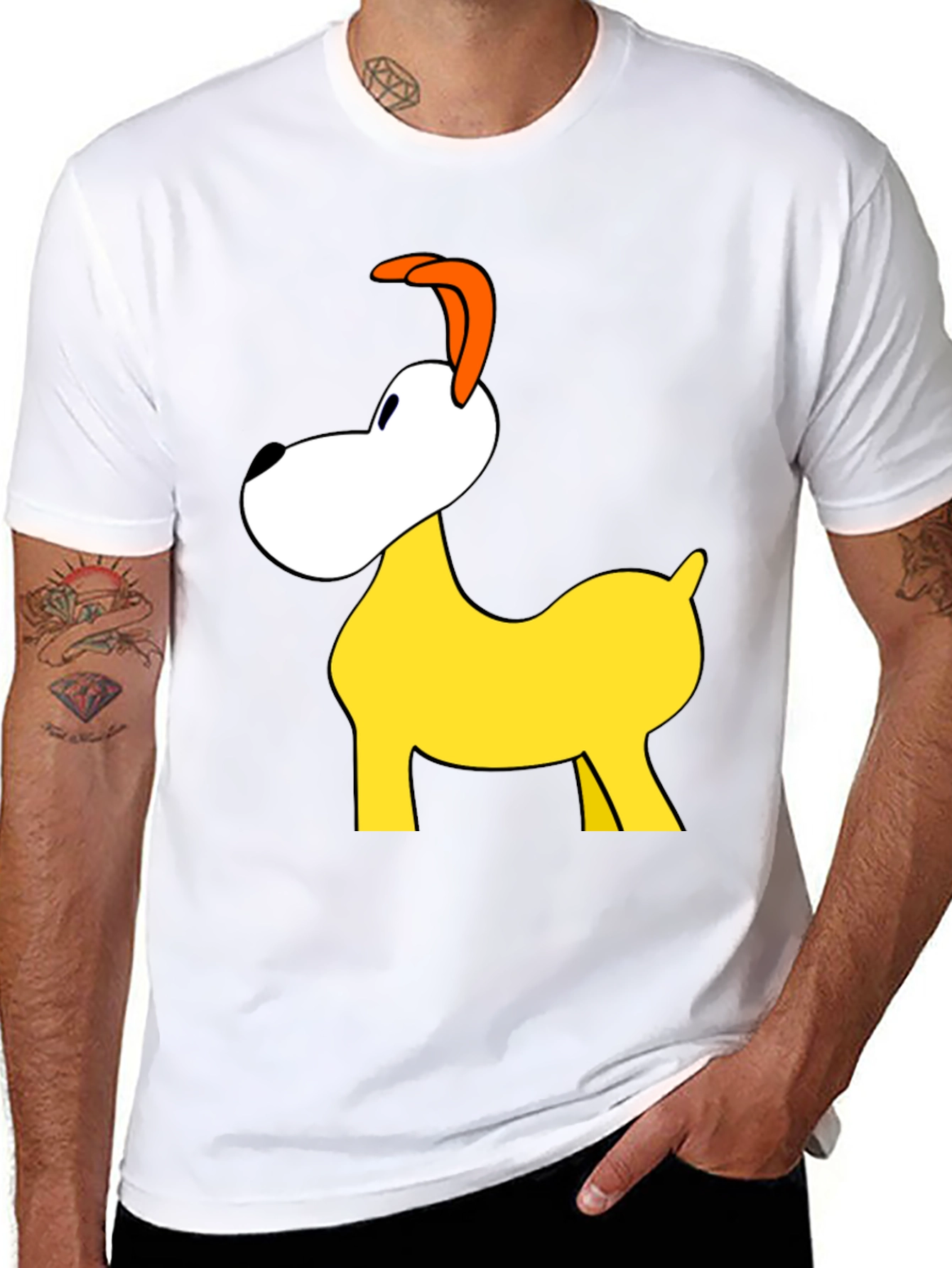 Black Cartoon Dog Graphic Tee - Black Cotton Blend Shirt view 8