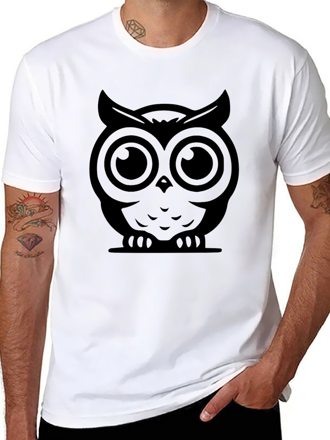 Black Owl Graphic Black T-Shirt view 8