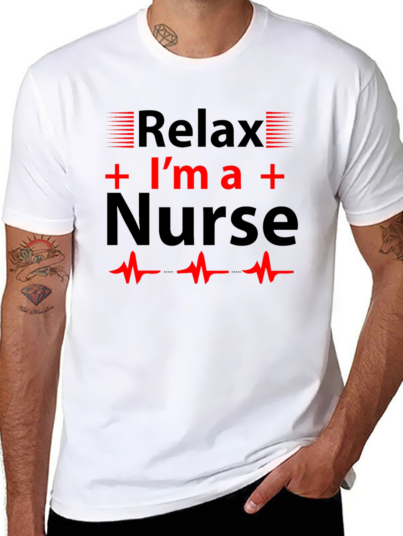 Black Relax I'm a Nurse T-Shirt, Novelty Gift view 8
