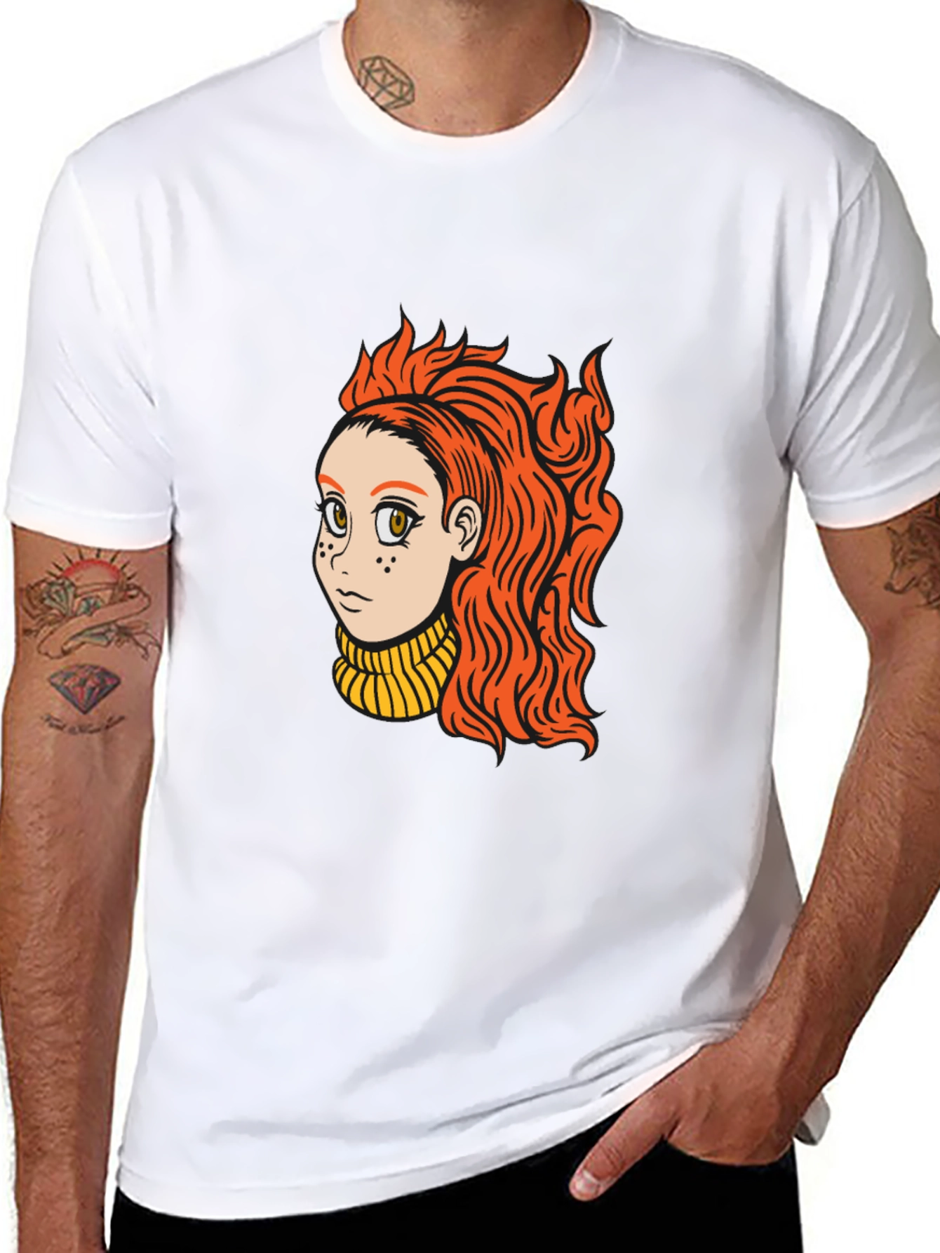 Black Cartoon Girl Graphic Black T-Shirt view 8