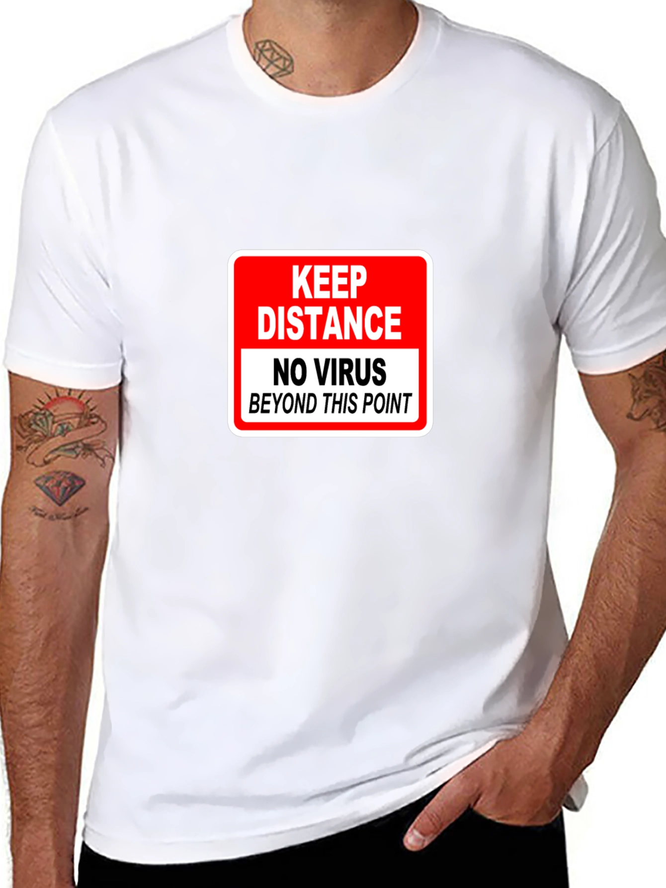 Black Keep Distance Virus-Free Black Graphic Tee view 8