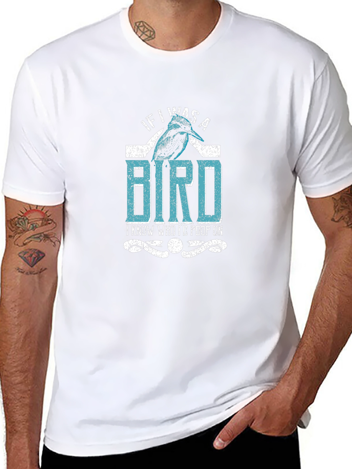 Black Funny Bird T-Shirt - If I Was A Bird Graphic Tee view 8