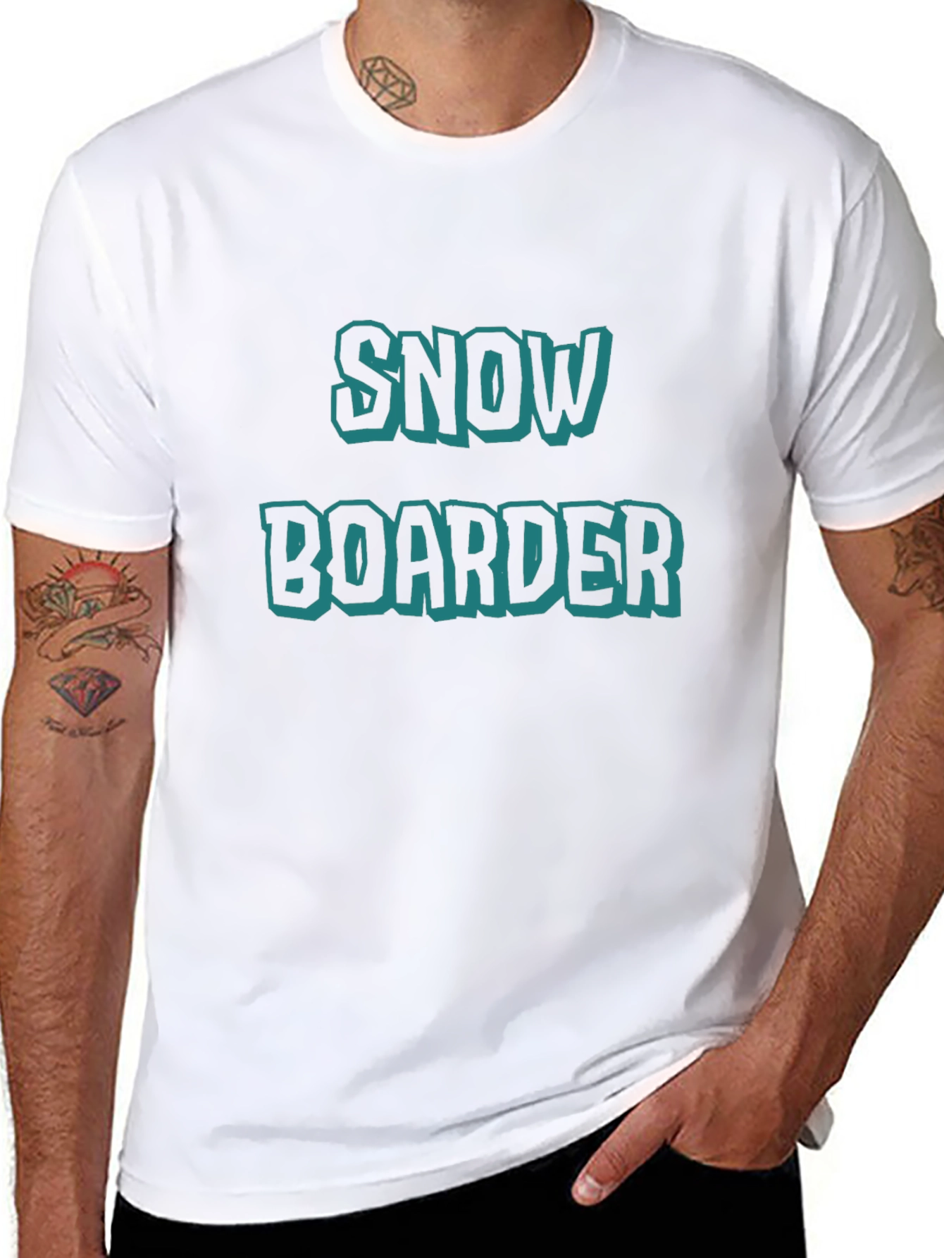 Black Snowboarder Graphic Tee - Black Cotton T-Shirt view 8
