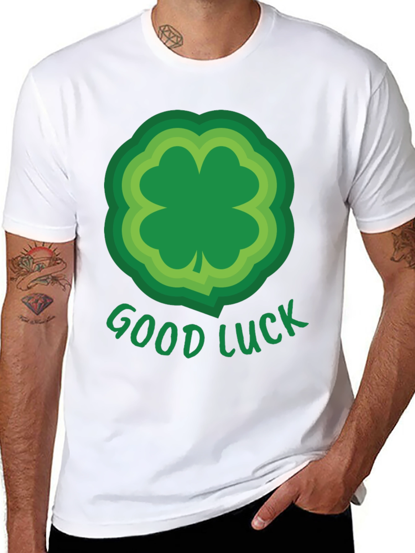 Black Good Luck Shamrock T-Shirt - St. Patrick's Day Tee view 8