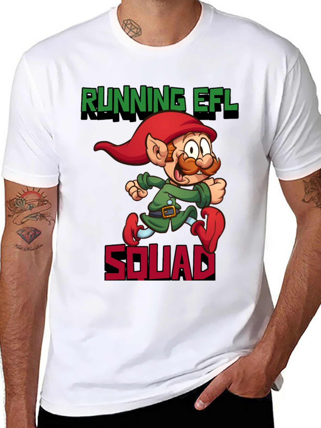 Black Running EFL Squad Graphic Tee - Black Cotton T-Shirt view 8