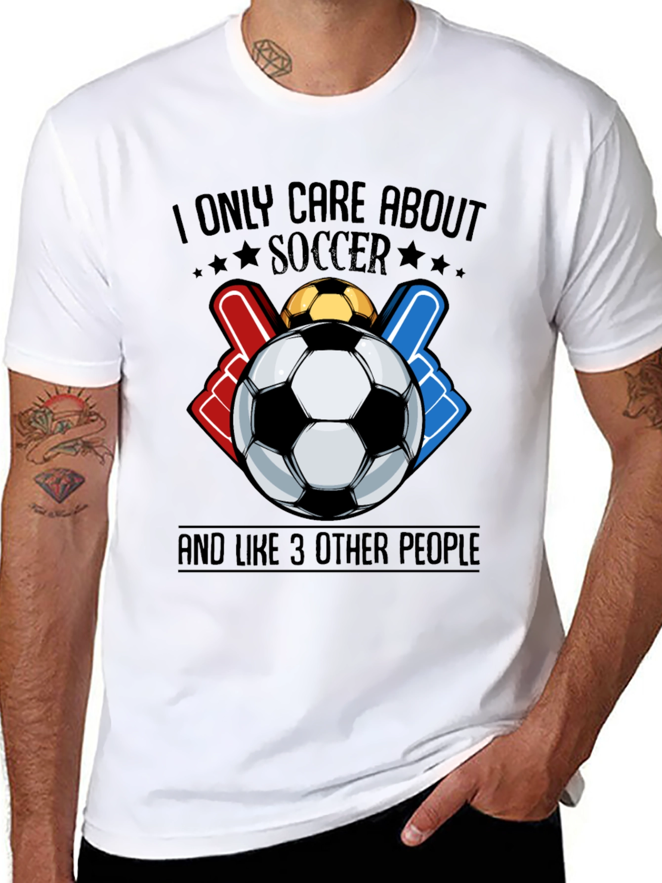 Black Soccer Fan Graphic Tee - I Only Care About Soccer T-Shirt view 8