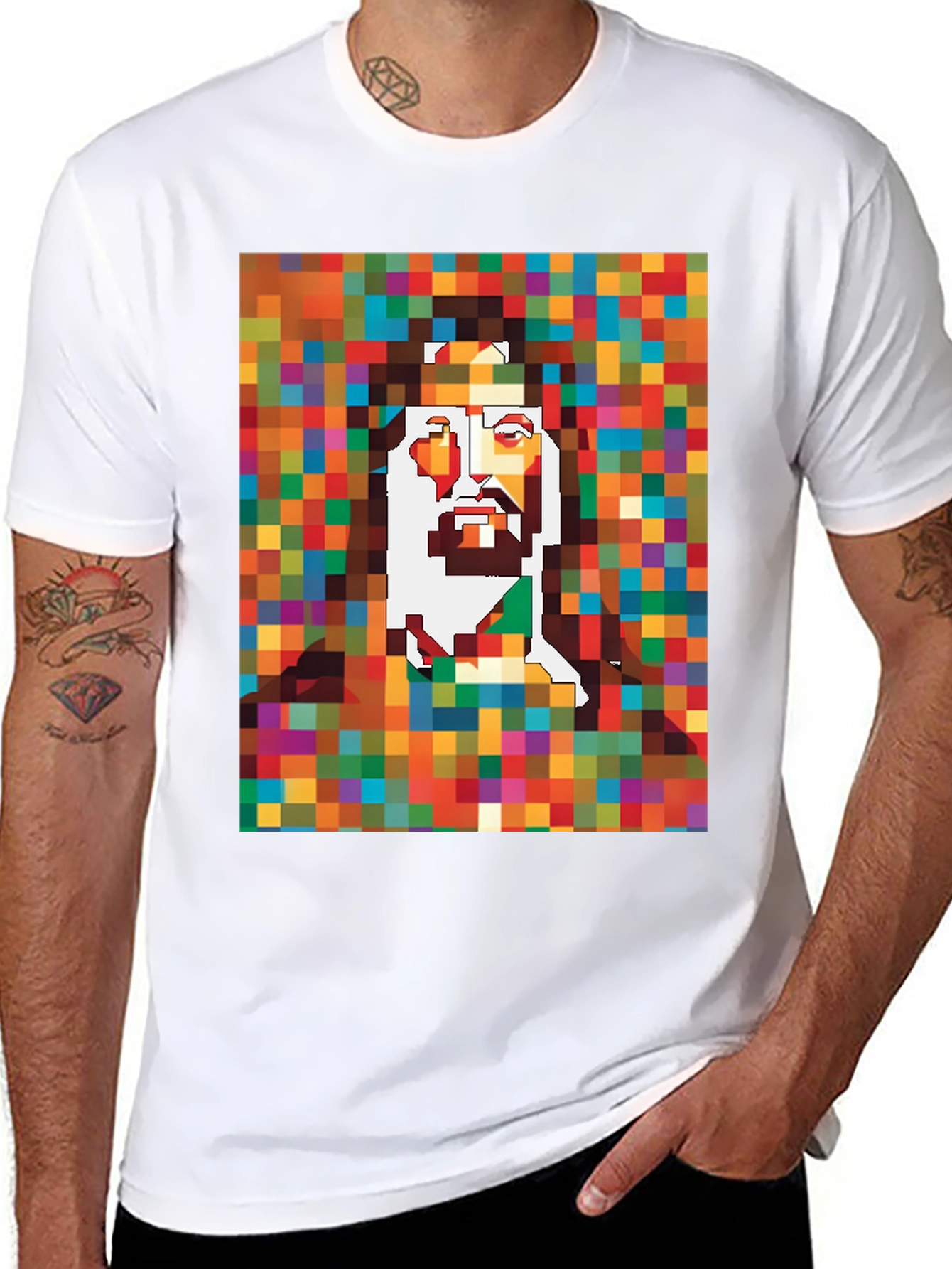 Black Pixel Jesus Graphic Tee - Black view 8