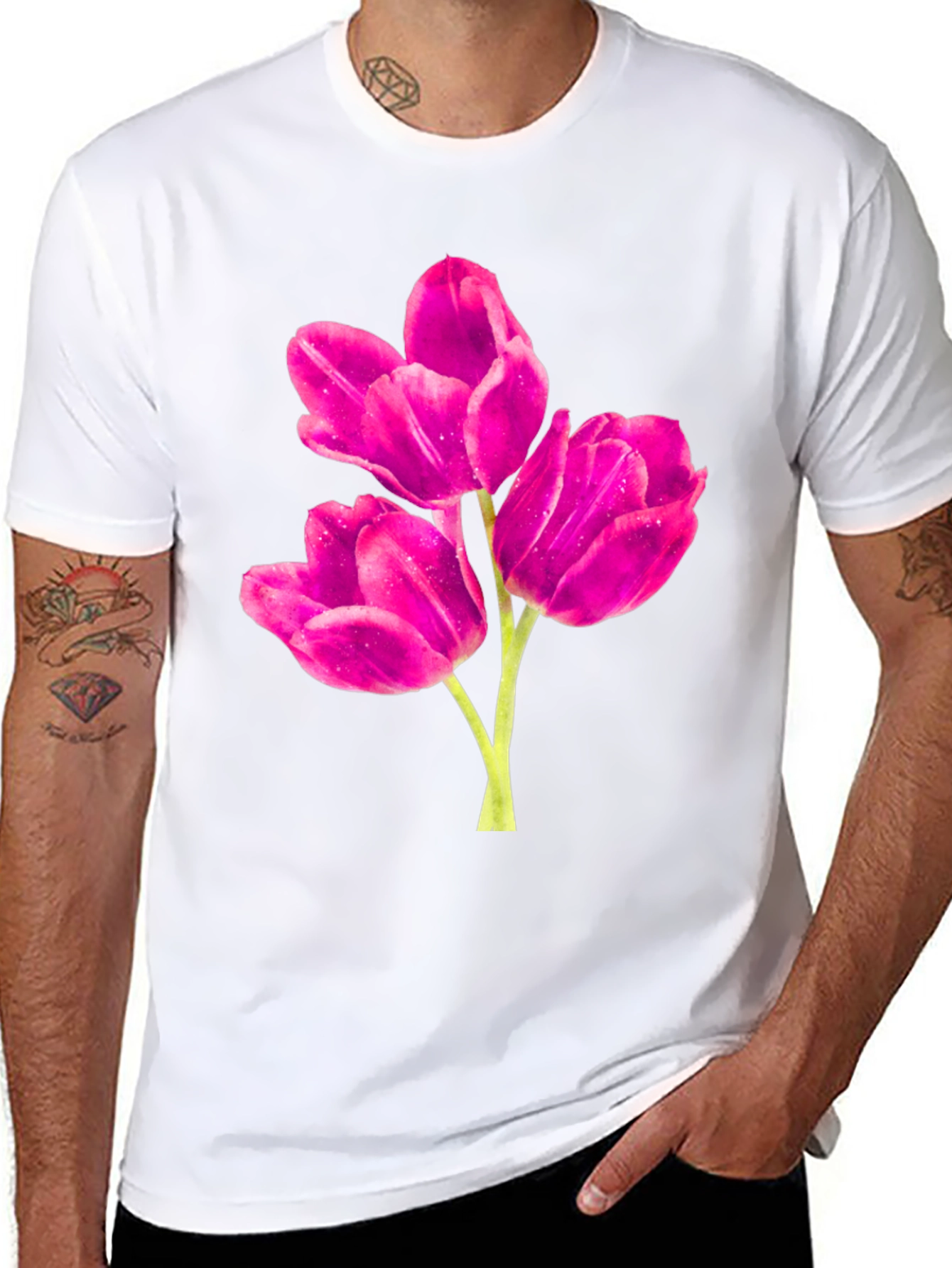 Black Floral Print Crew Neck T-Shirt view 8