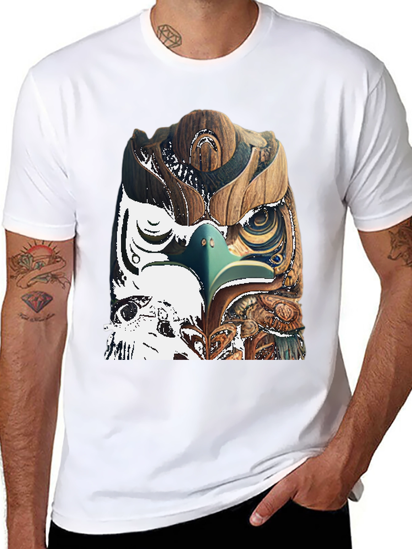Black Wood Owl Graphic Tee - Unique Nature Style view 8