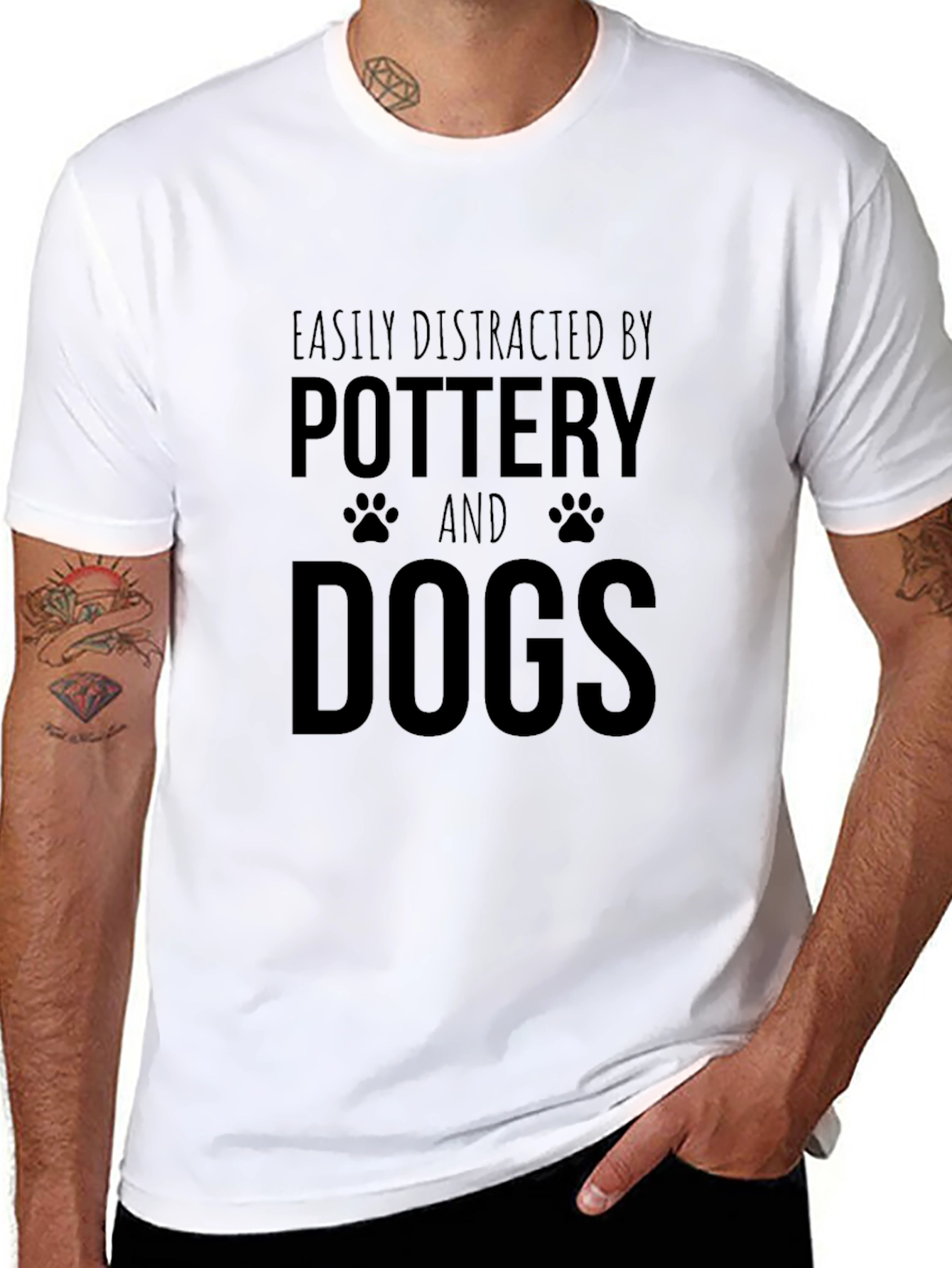 Black Pottery and Dogs Graphic Tee - Black Crew Neck T-Shirt view 8