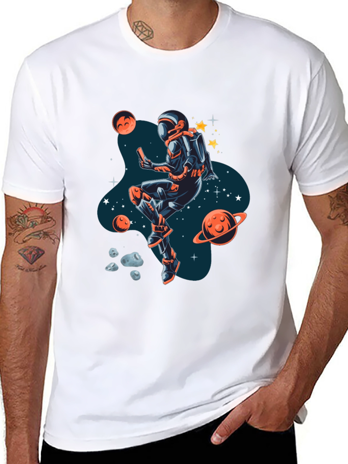 Black Astronaut in Space T-Shirt view 8