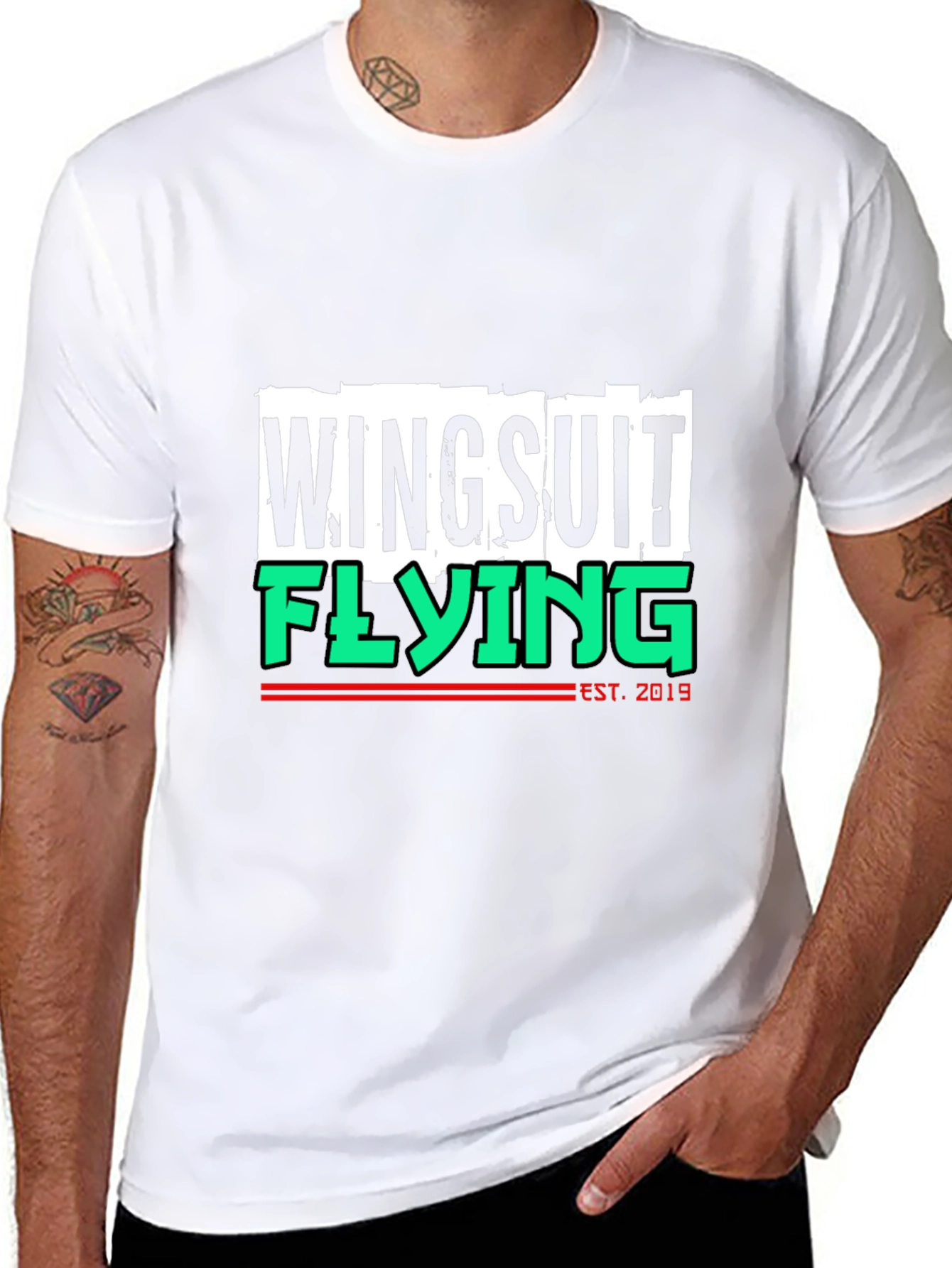 Black Wingsuit Flying Est. 2019 Black T-Shirt view 8