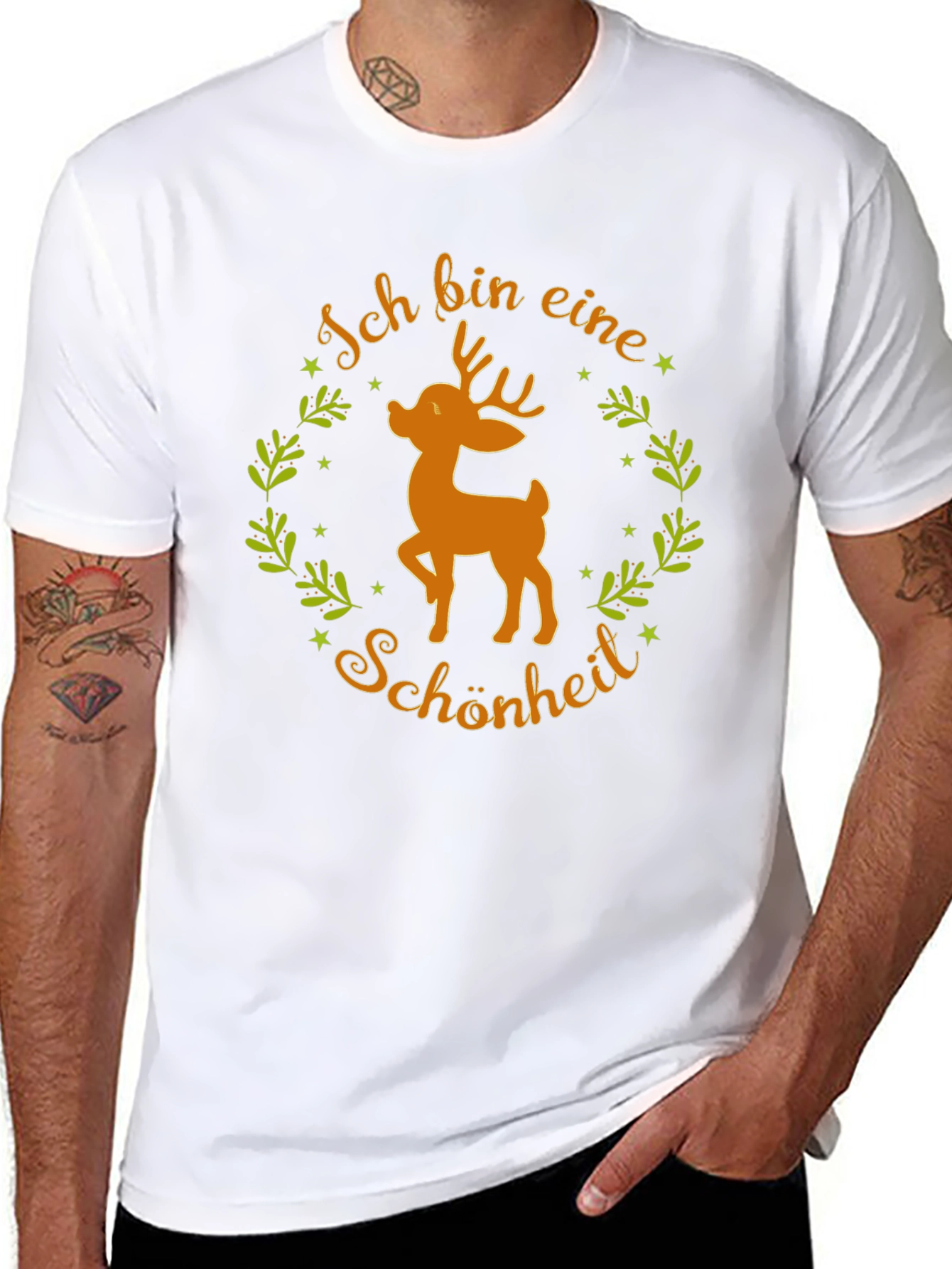 Black Ich bin eine Schönheit Deer Graphic Tee view 8