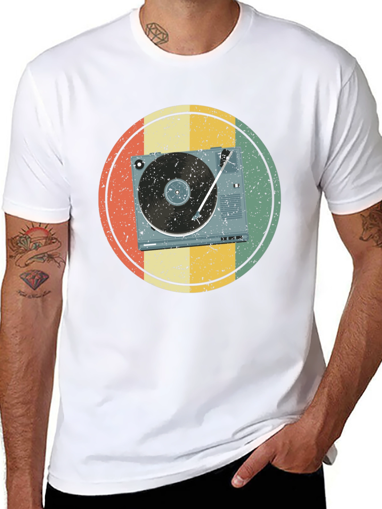 Black Retro Turntable Graphic T-Shirt view 8