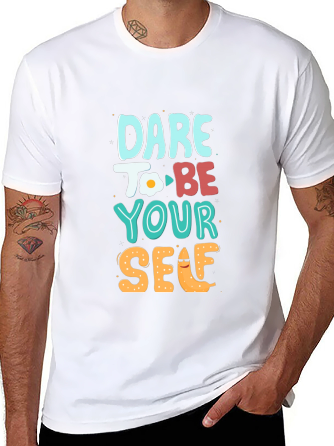 Black Dare to Be Yourself Graphic Tee - Black view 8