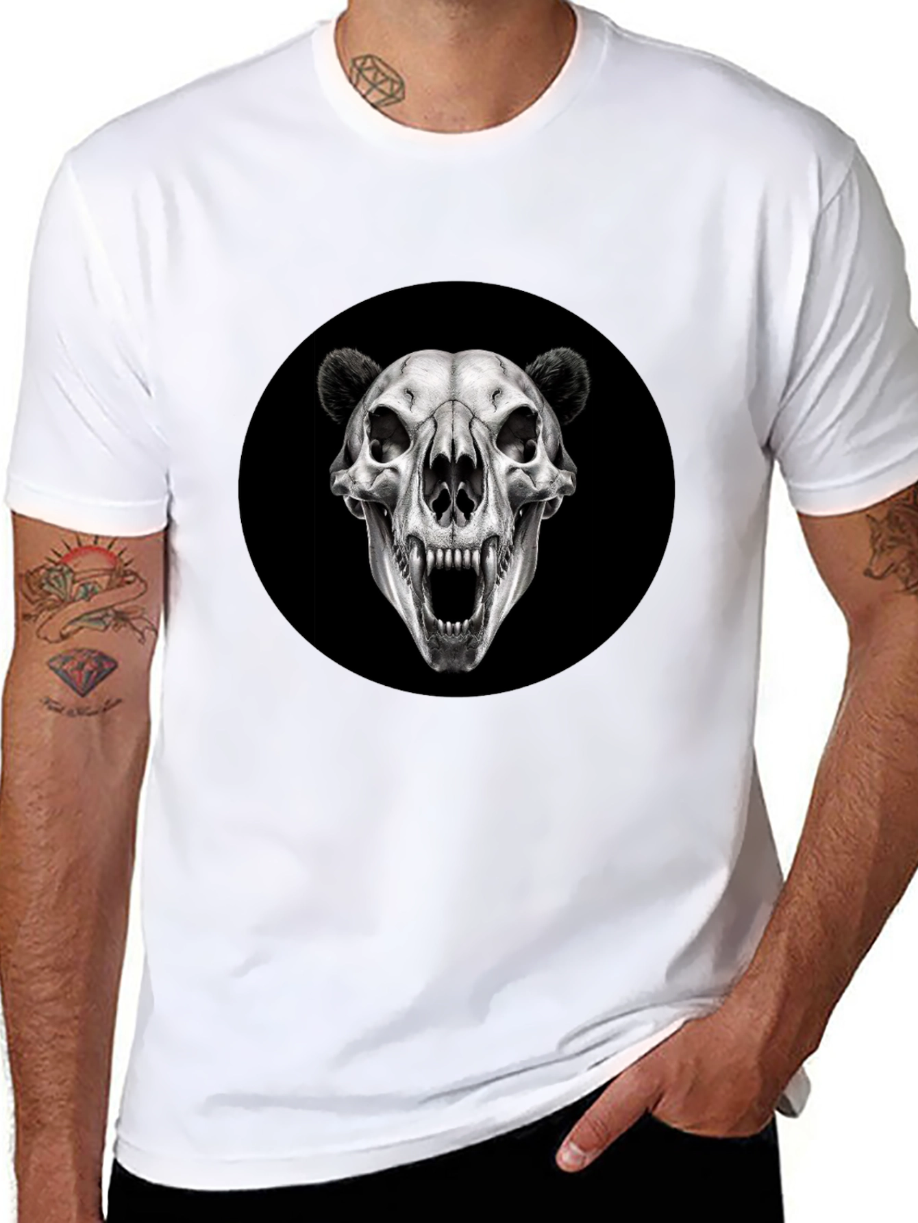 Black Bear Skull Graphic Black T-Shirt view 8