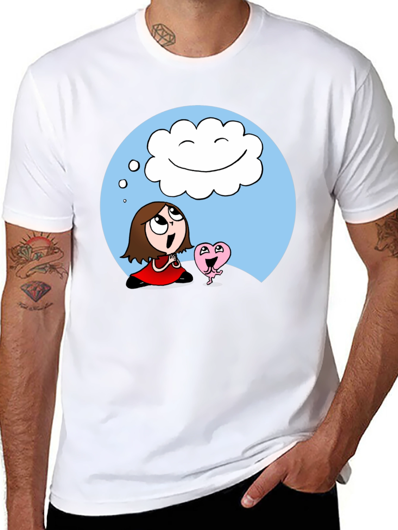 Black Dreamy Cartoon Graphic T-Shirt view 8