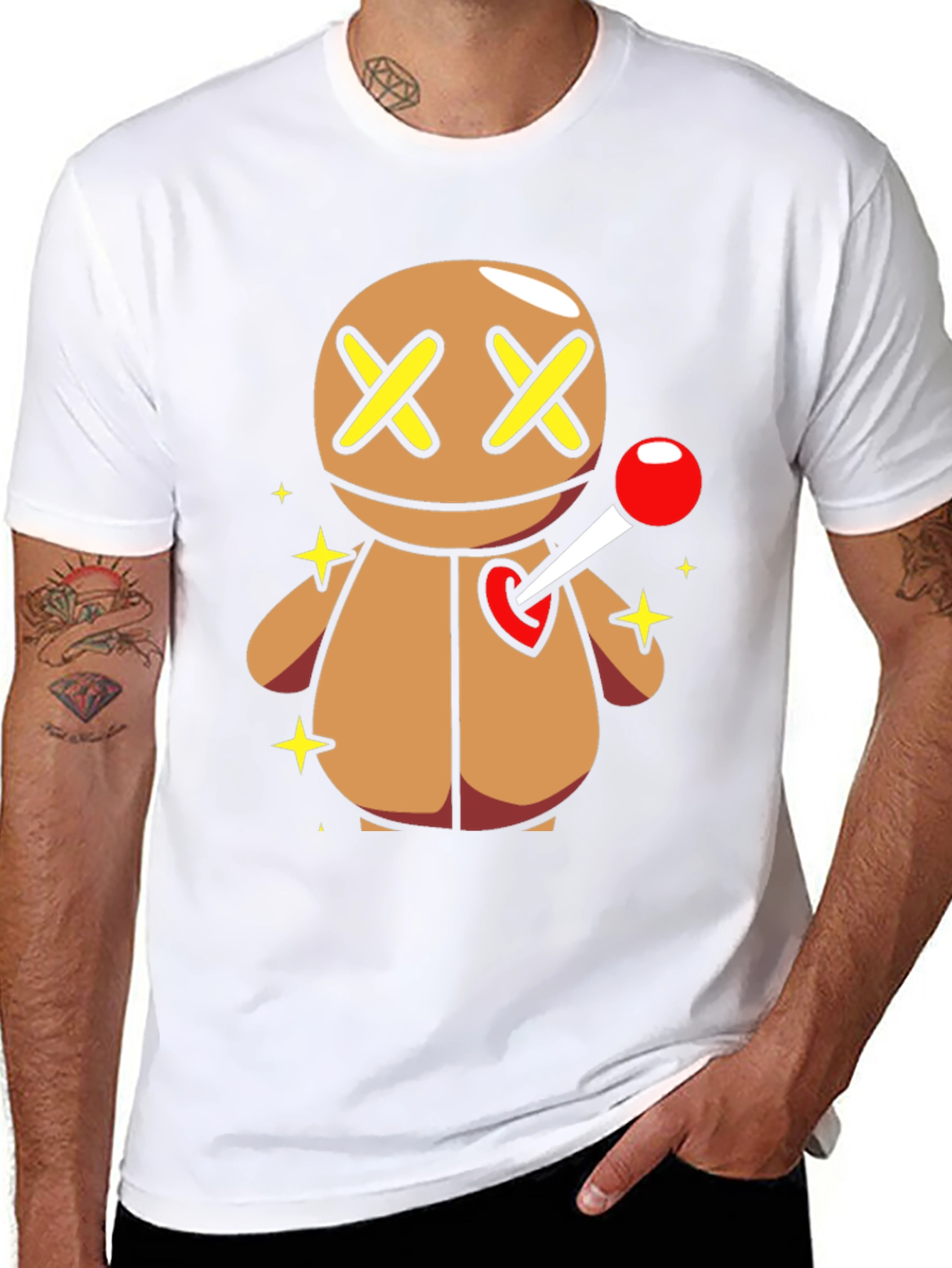 Black Voodoo Doll Graphic Tee - Novelty T-Shirt view 8