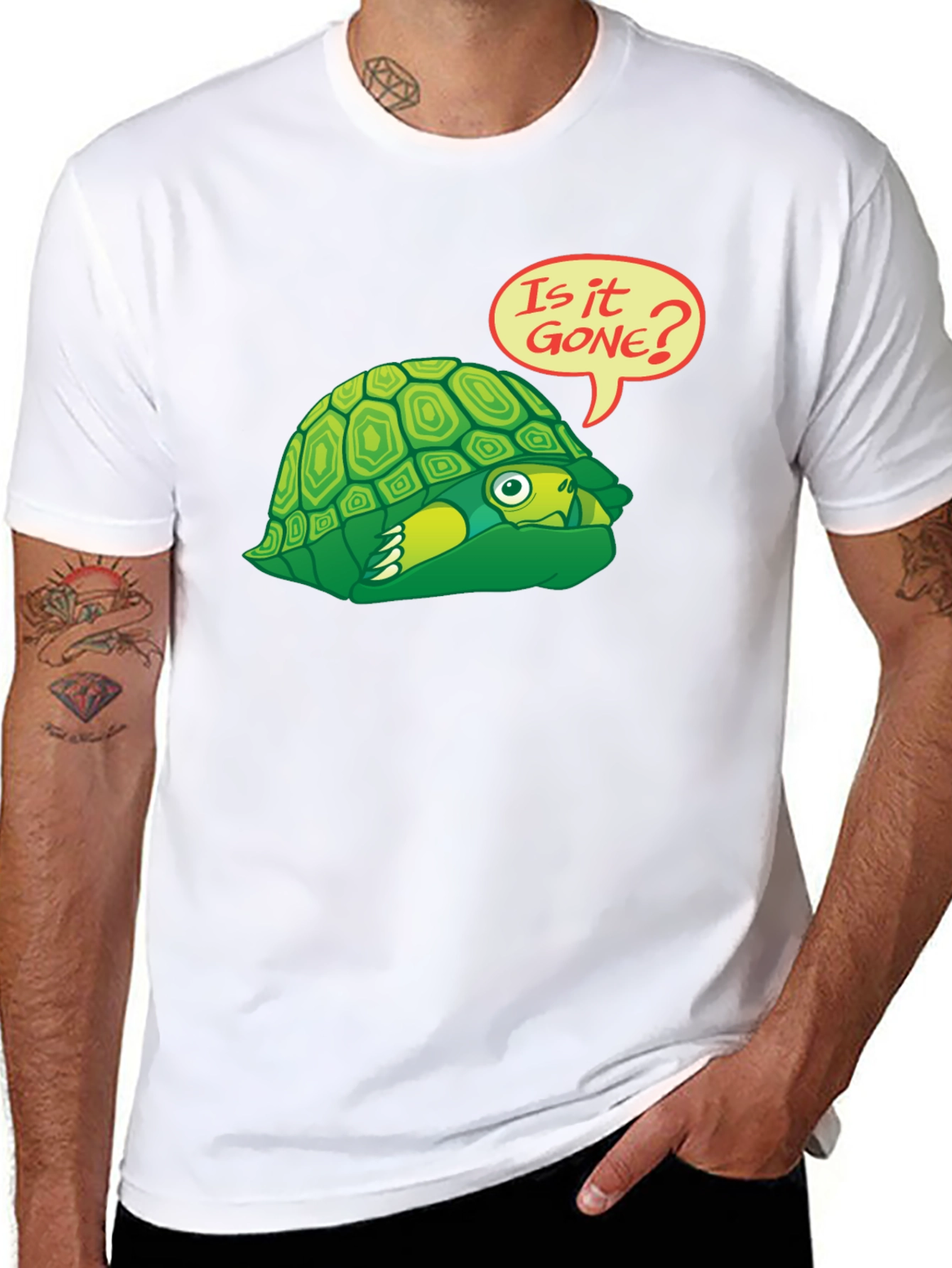 Black Funny Turtle Graphic T-Shirt - Is It Gone? view 8