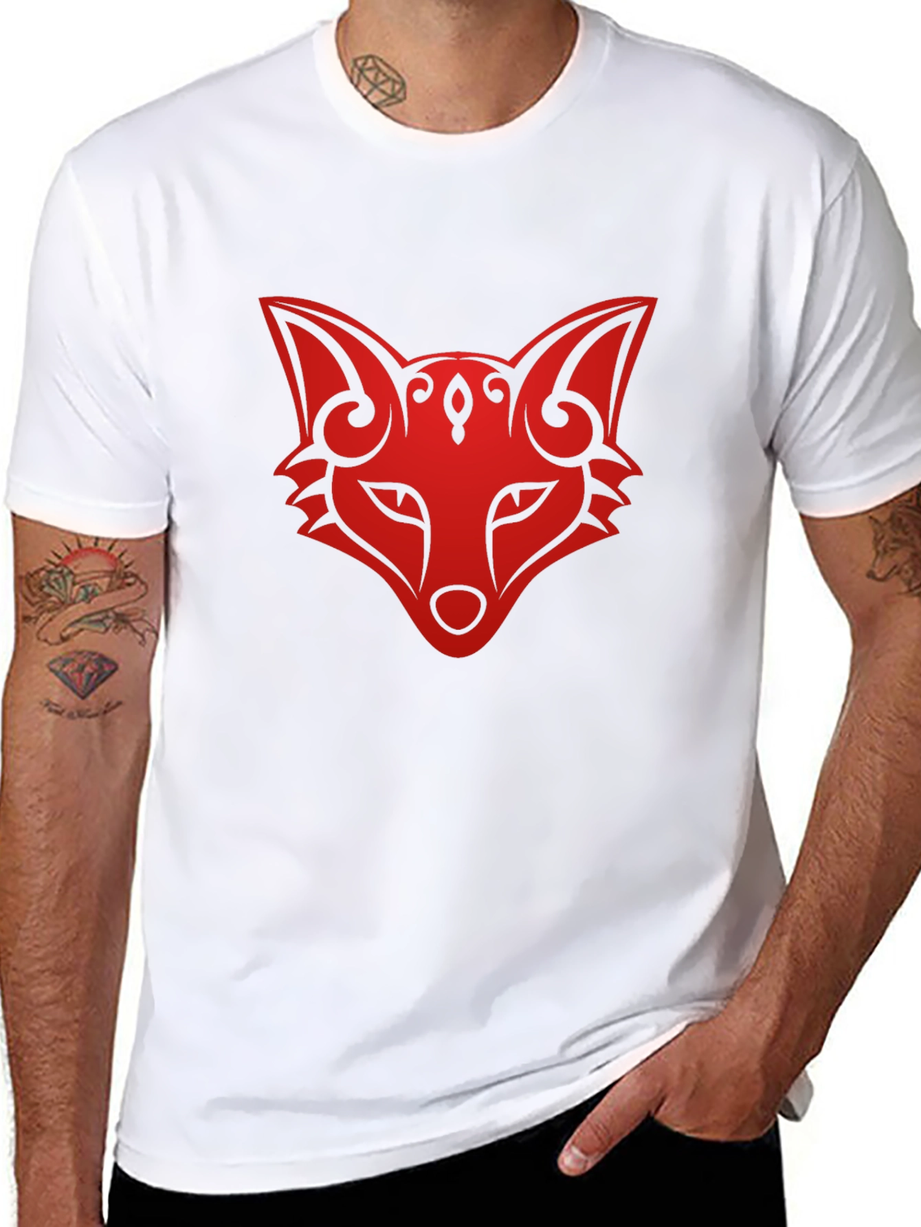 Black Fox Head Graphic Tee - Stylish Black T-Shirt view 8