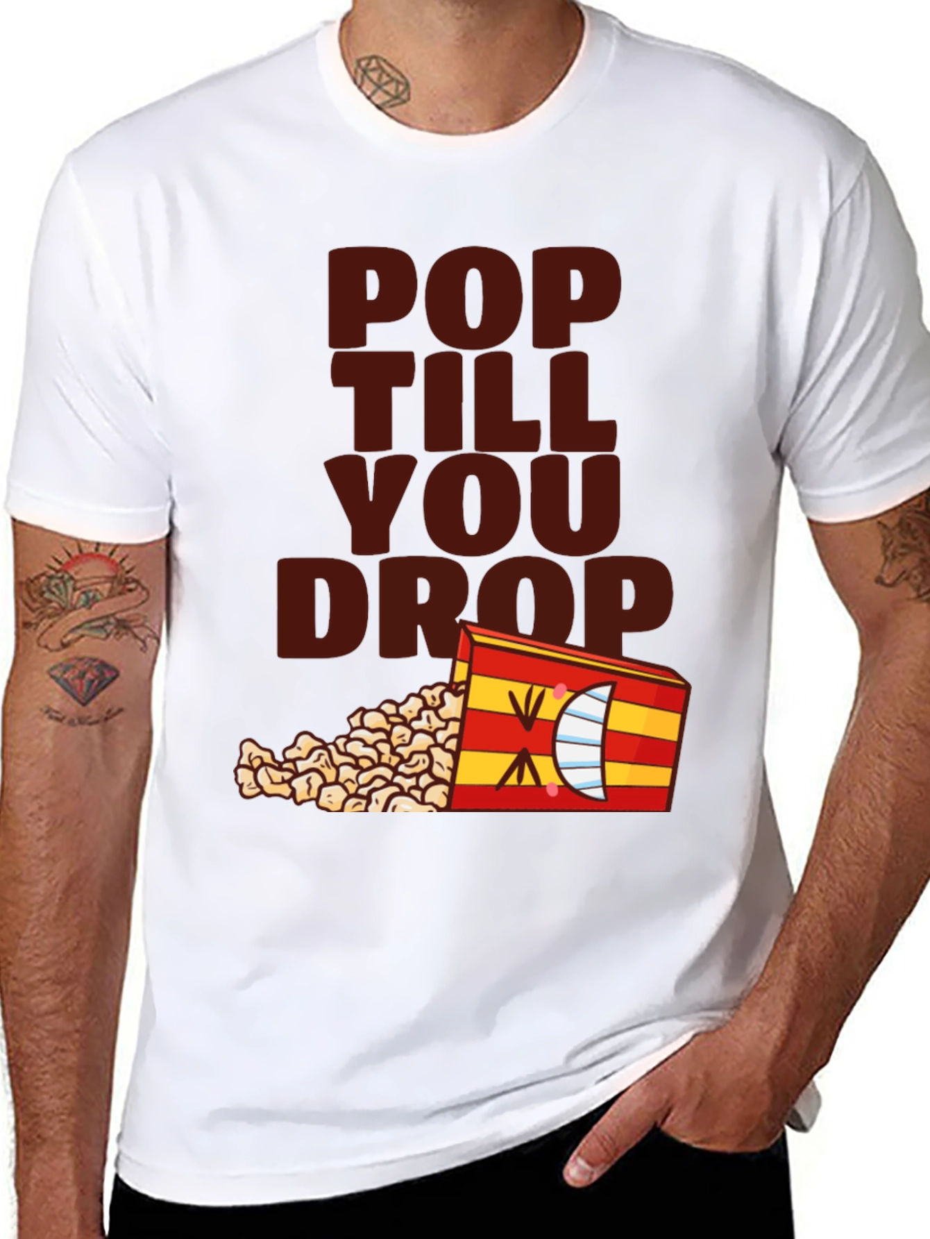 Black Pop Till You Drop T-Shirt - Black Novelty Tee view 8