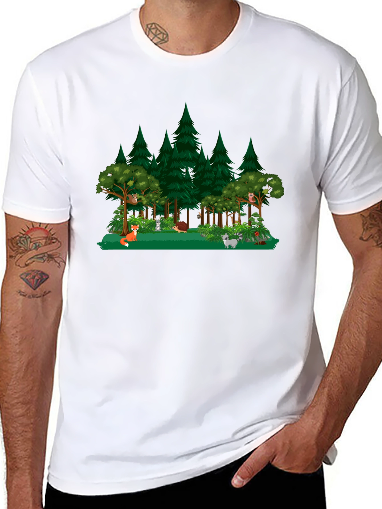 Black Forest Animals Graphic Black T-Shirt view 8