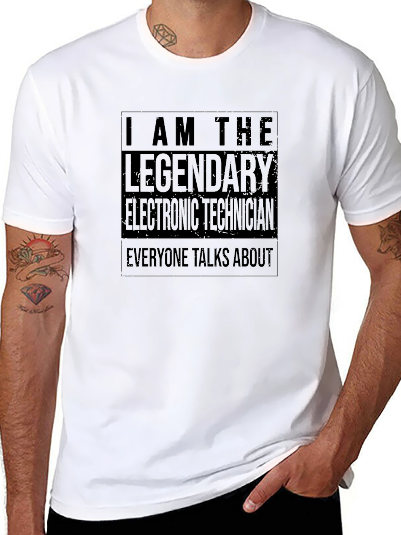 Black Legendary Electronic Technician Graphic T-Shirt view 8