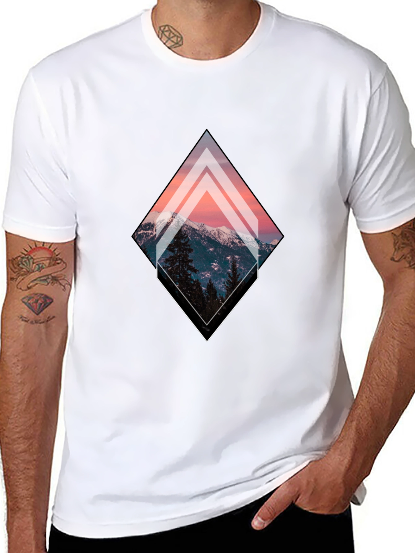 Black Mountain Peak Graphic Tee - Black Unisex T-Shirt view 8