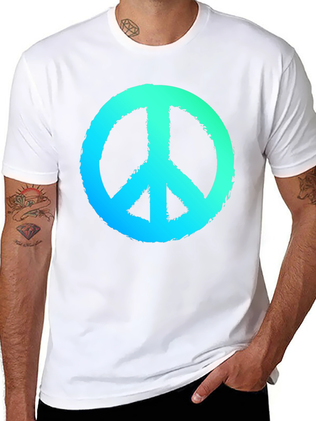 Black Peace Sign Graphic Black T-Shirt view 8