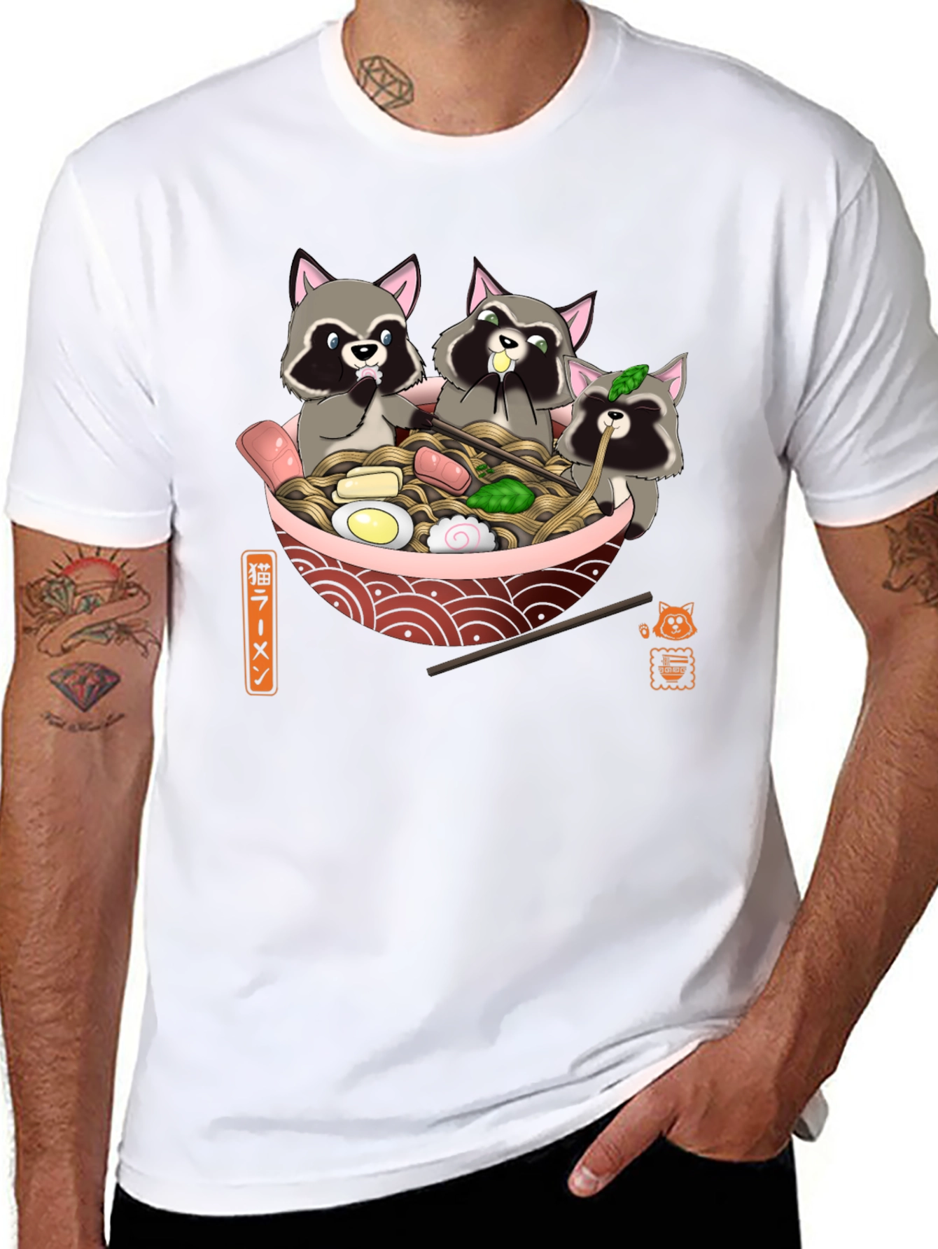 Black Raccoon Ramen T-Shirt - Cute Graphic Tee view 8
