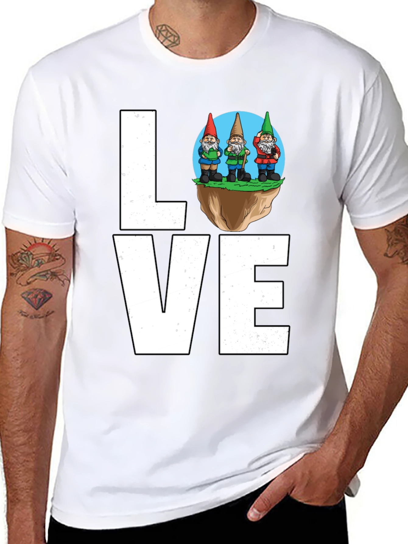 Black Gnome Love T-Shirt - Whimsical Garden Lover Tee view 8