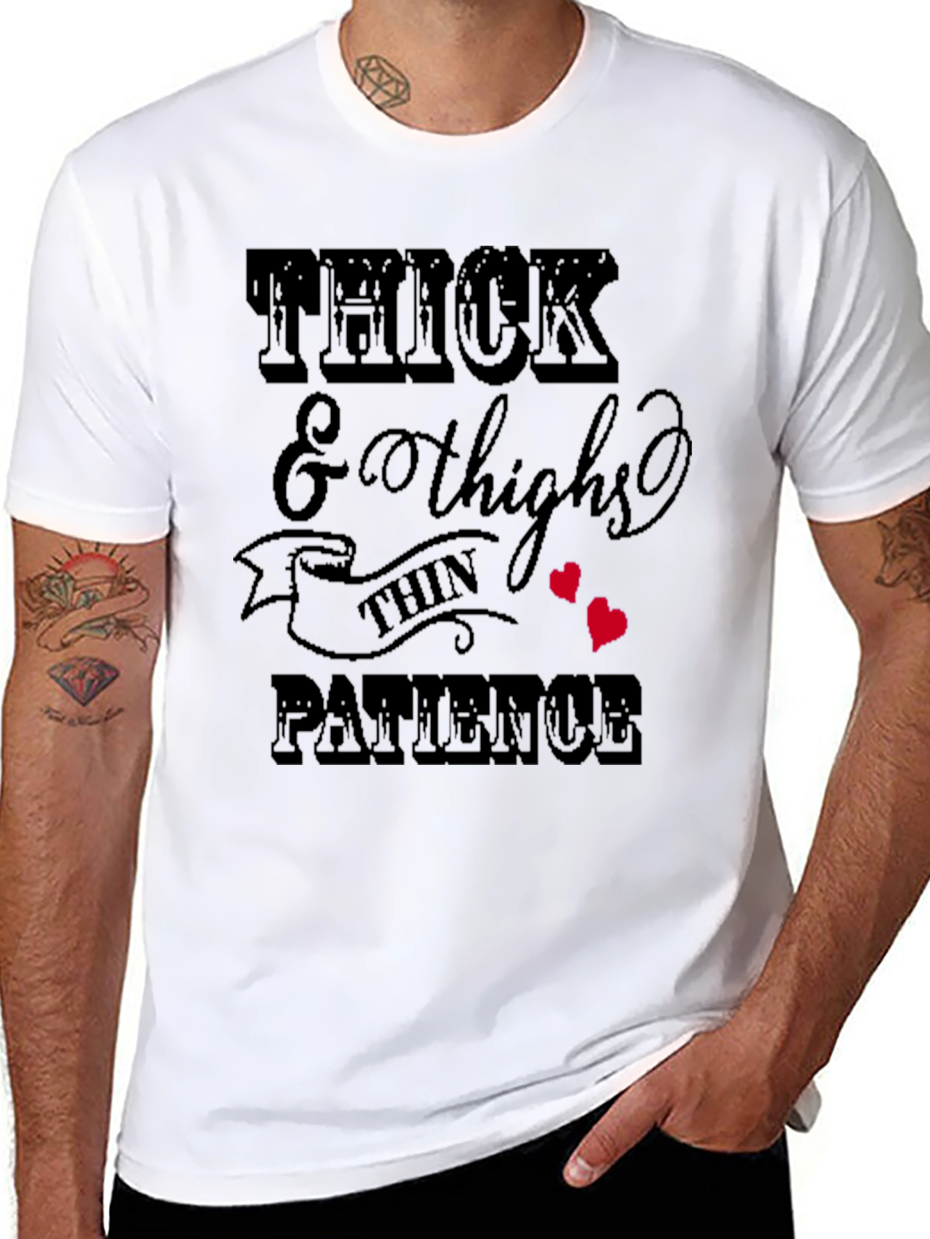 Black Thick Thighs & Patience Graphic T-Shirt view 8