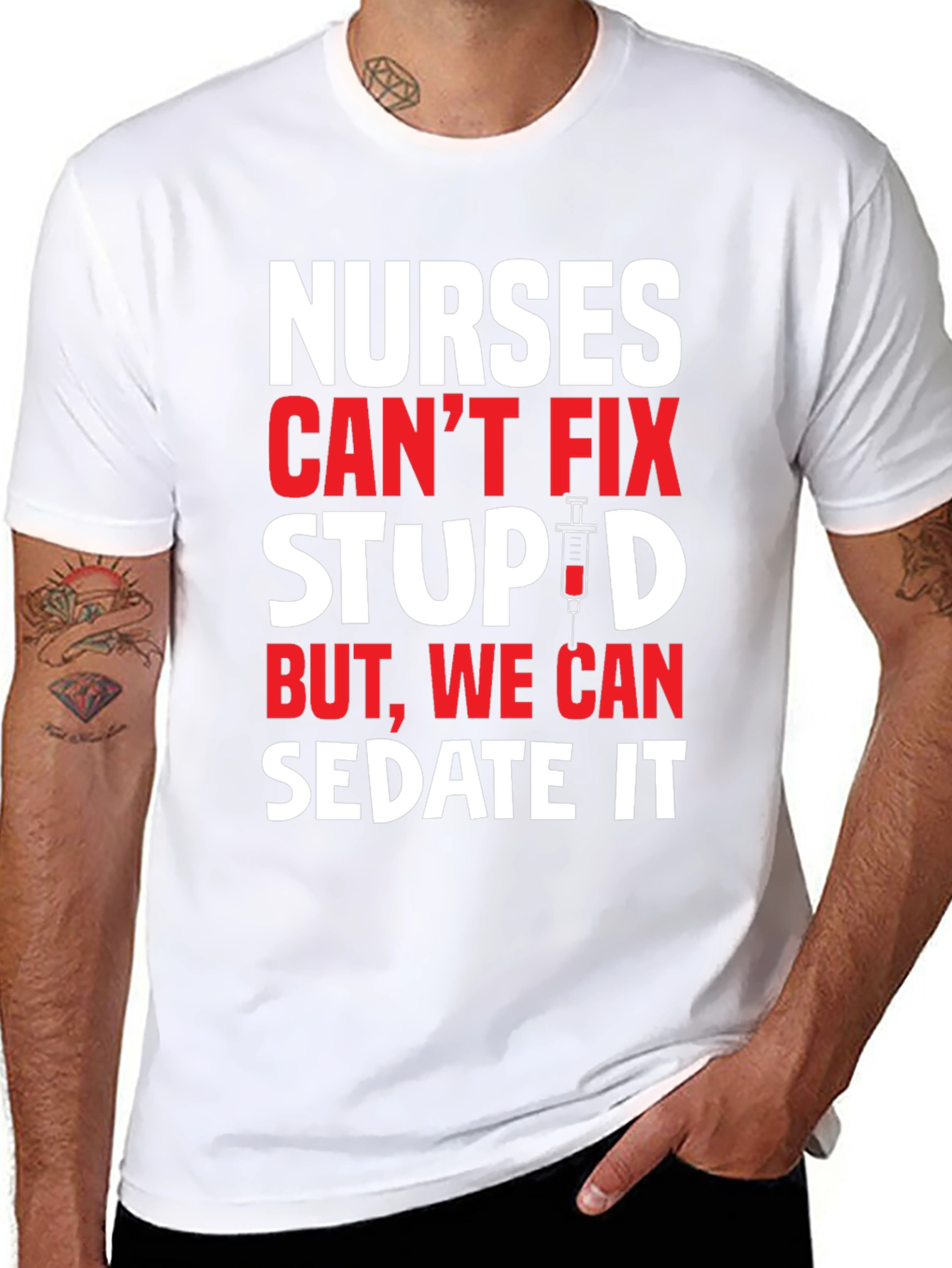Black Nurses Can't Fix Stupid T-Shirt - Sedate It Nurse Tee view 8