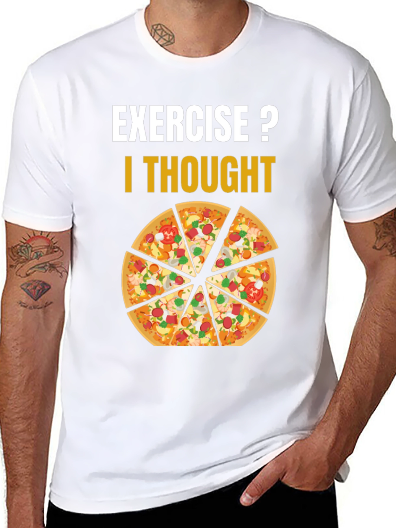Black Pizza Exercise T-Shirt Funny Graphic Tee view 8