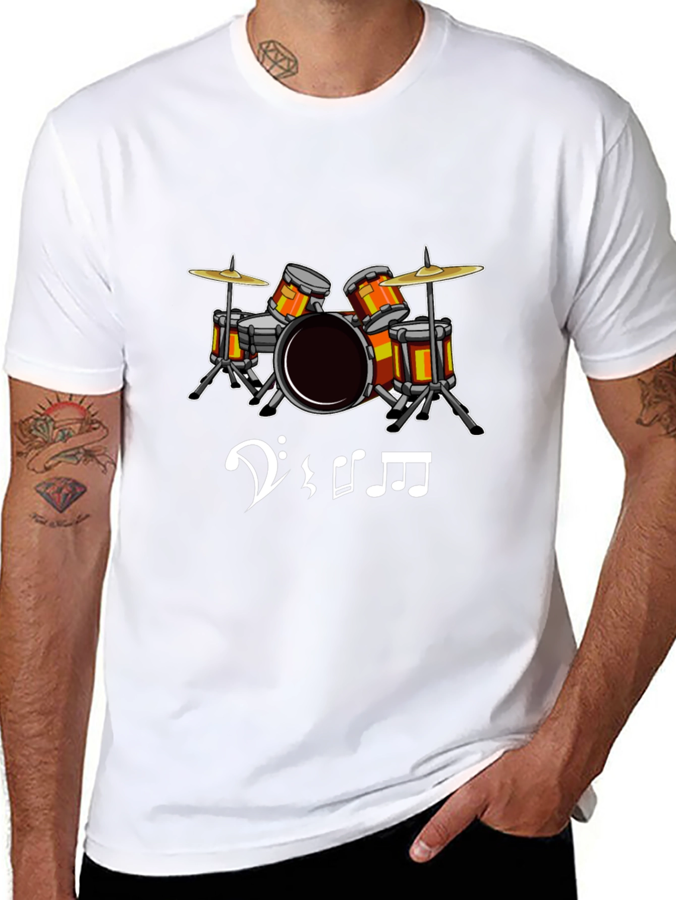 Black Drum Set Graphic Tee - Music Lover's T-Shirt view 8