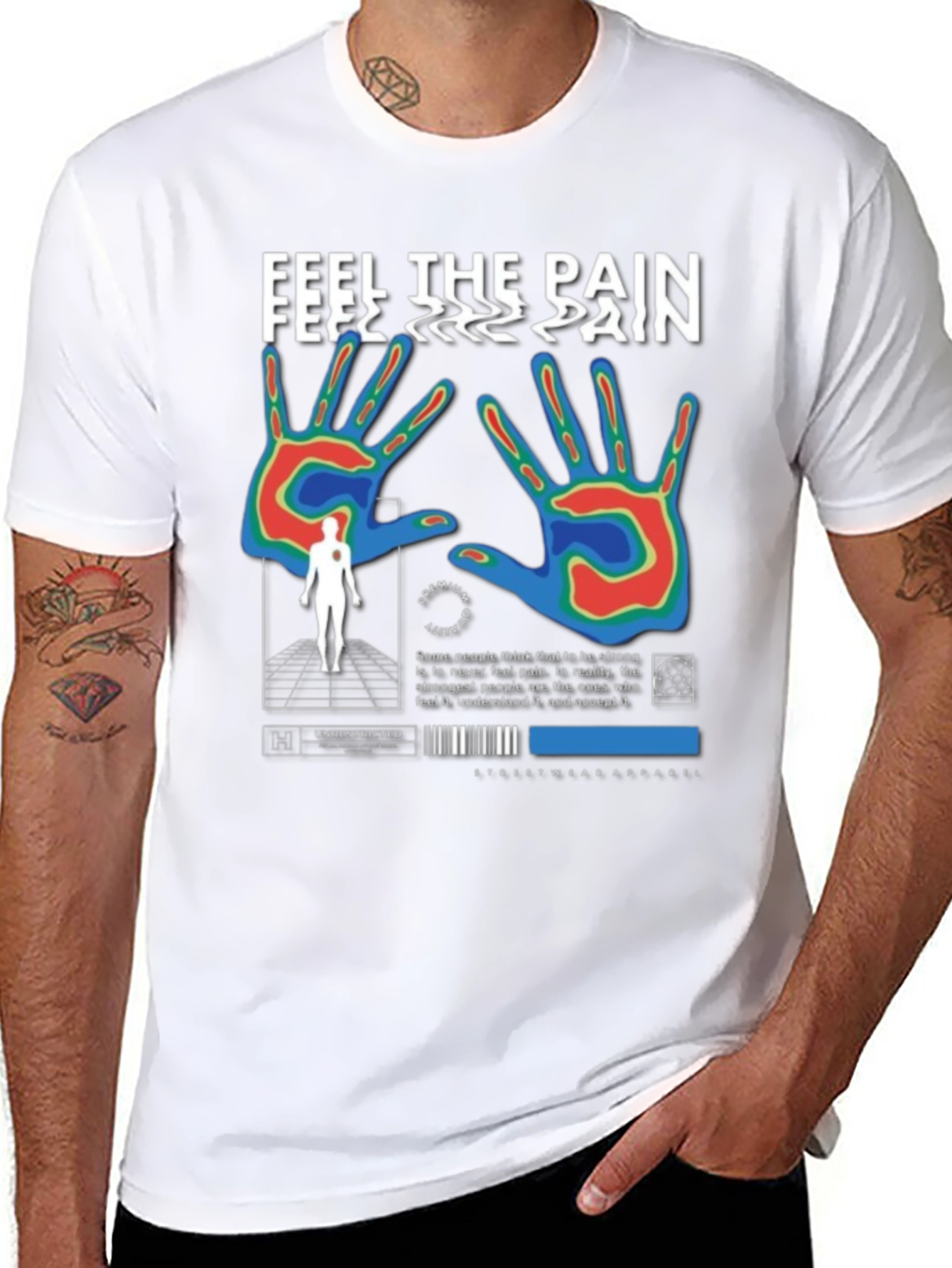 Black Feel The Pain Graphic T-Shirt view 8