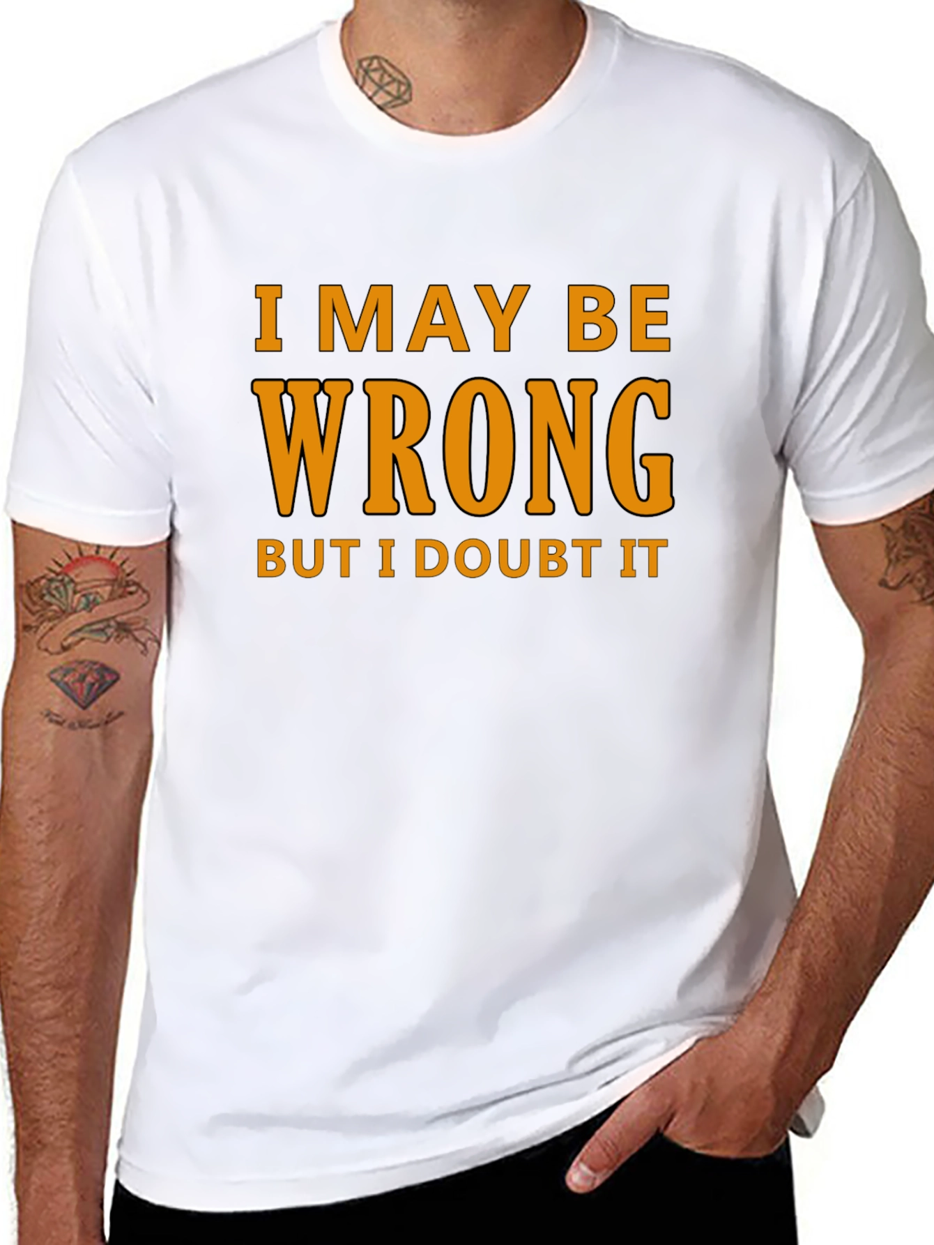 Black Humorous "I May Be Wrong" Graphic T-Shirt view 8