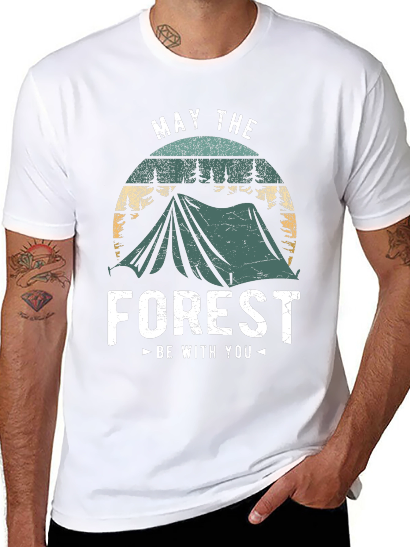 Black May The Forest Be With You Camping T-Shirt view 8