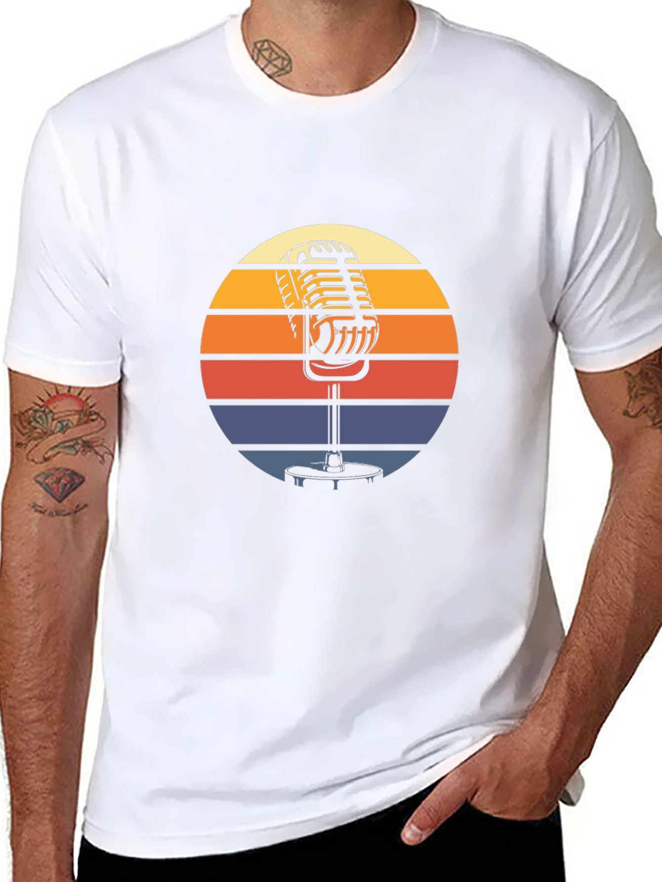 Black Retro Microphone T-Shirt - Vintage Style Graphic Tee view 8