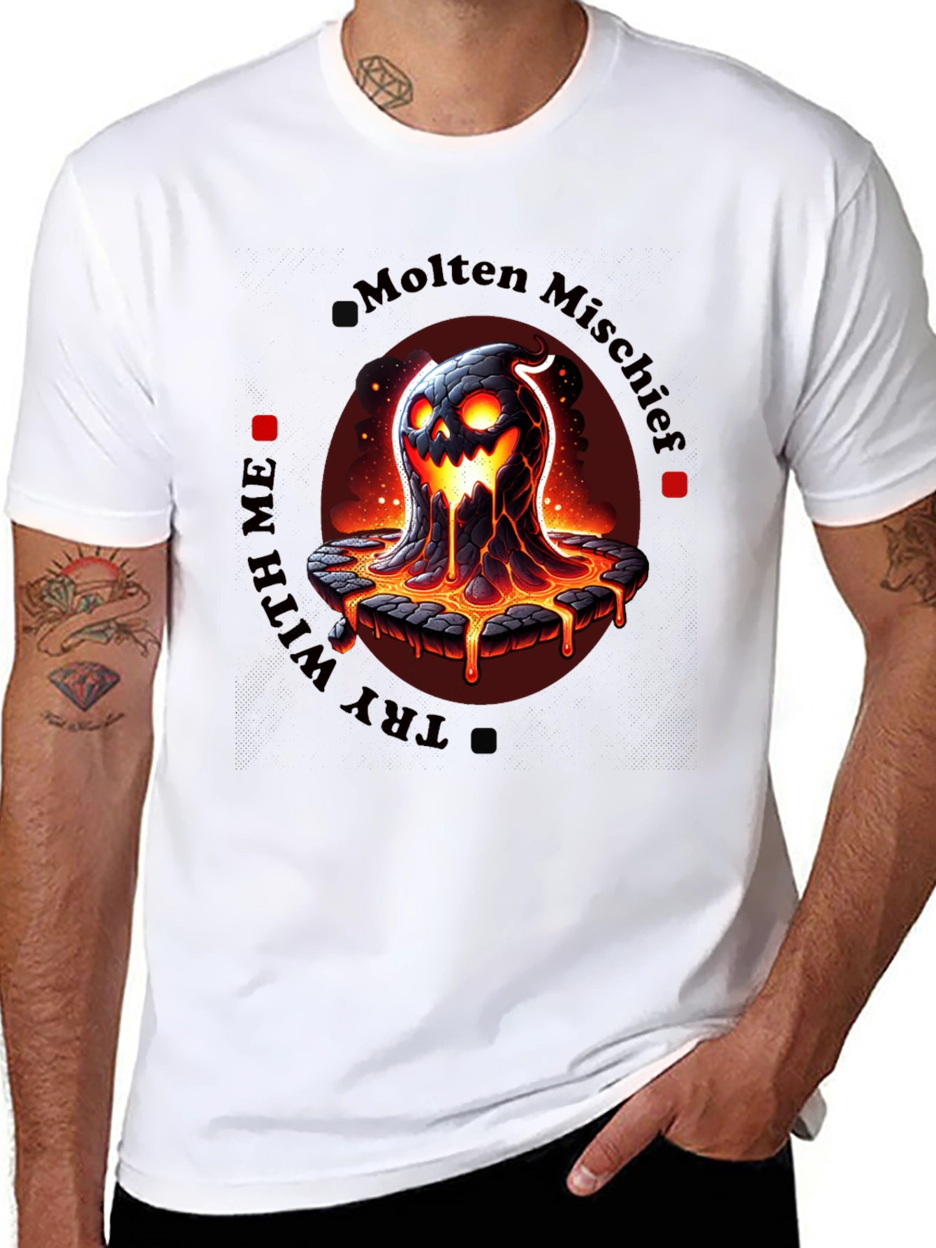Black Molten Mischief Graphic T-Shirt - Lava Monster Design view 8