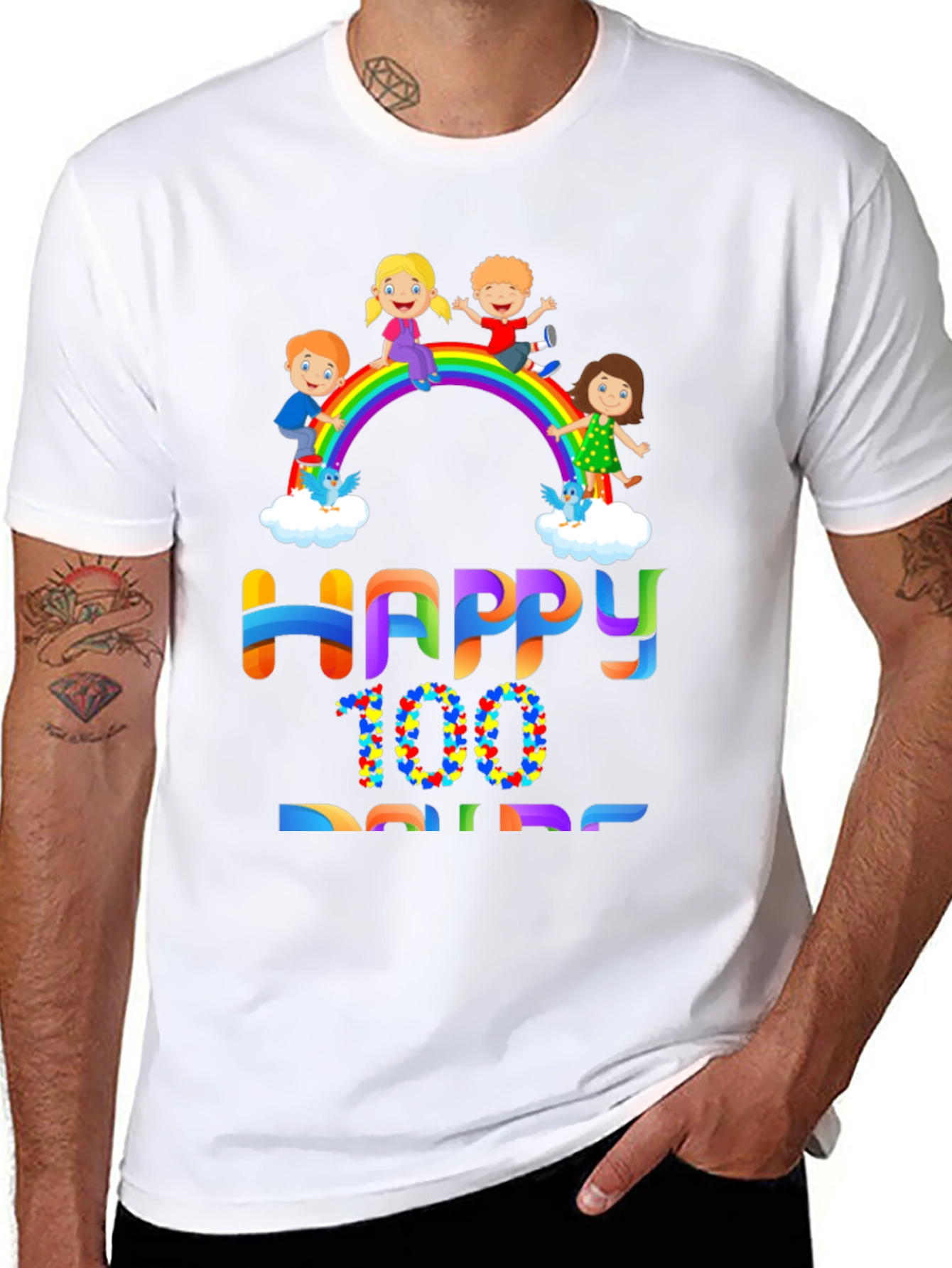 Black Happy 100 Days T-Shirt view 8