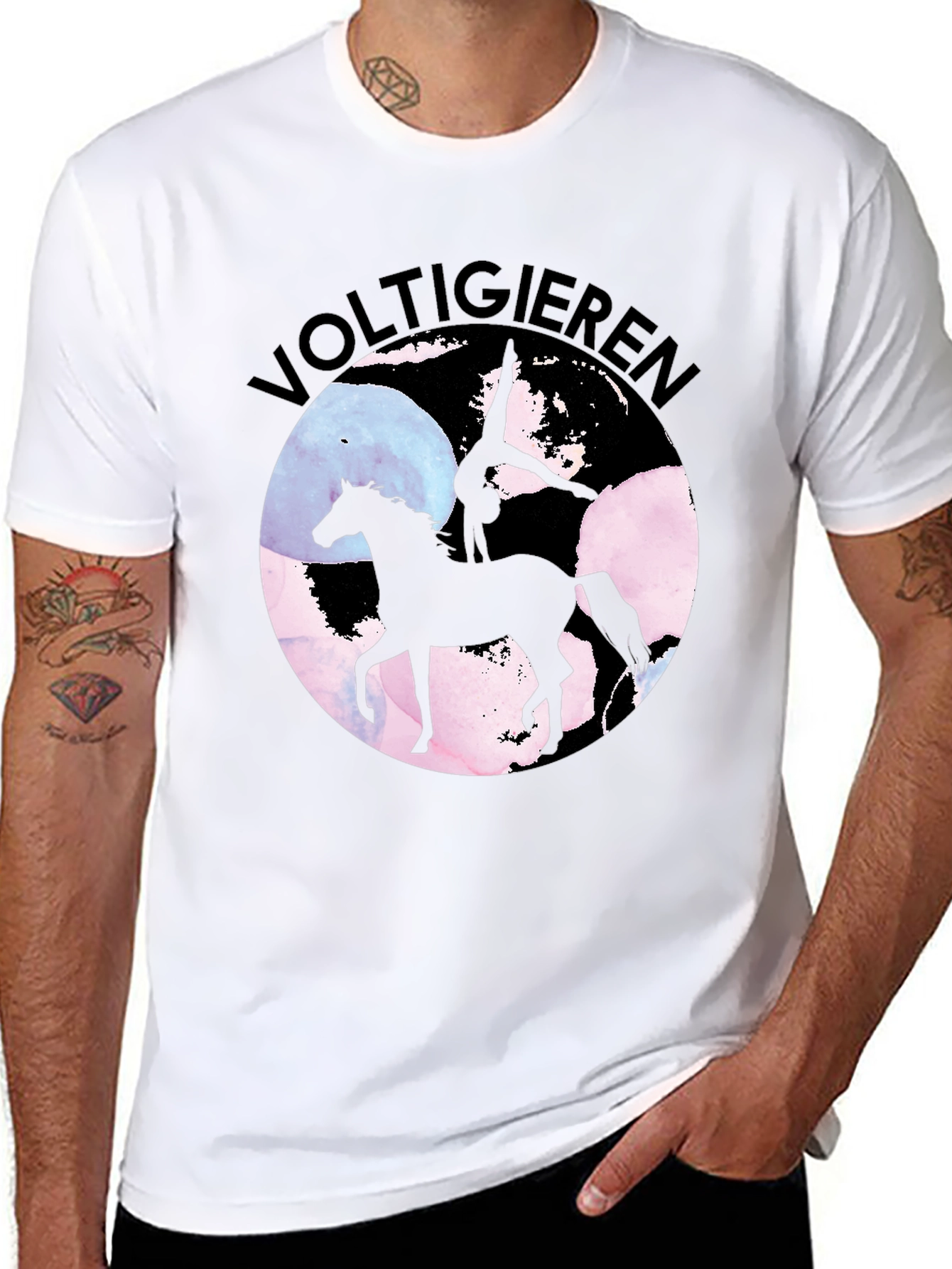 Black Voltigieren Horse T-Shirt - Equestrian Art Tee view 8