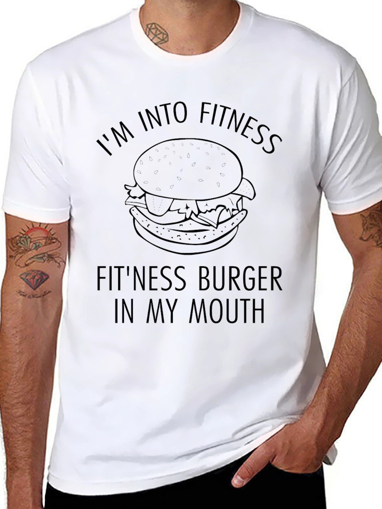 Black Fitness Burger Graphic Tee - Unisex view 8