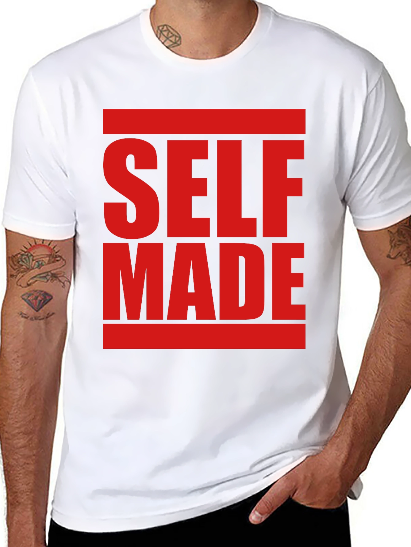 Black Self Made Graphic Tee - Bold Statement Shirt view 8