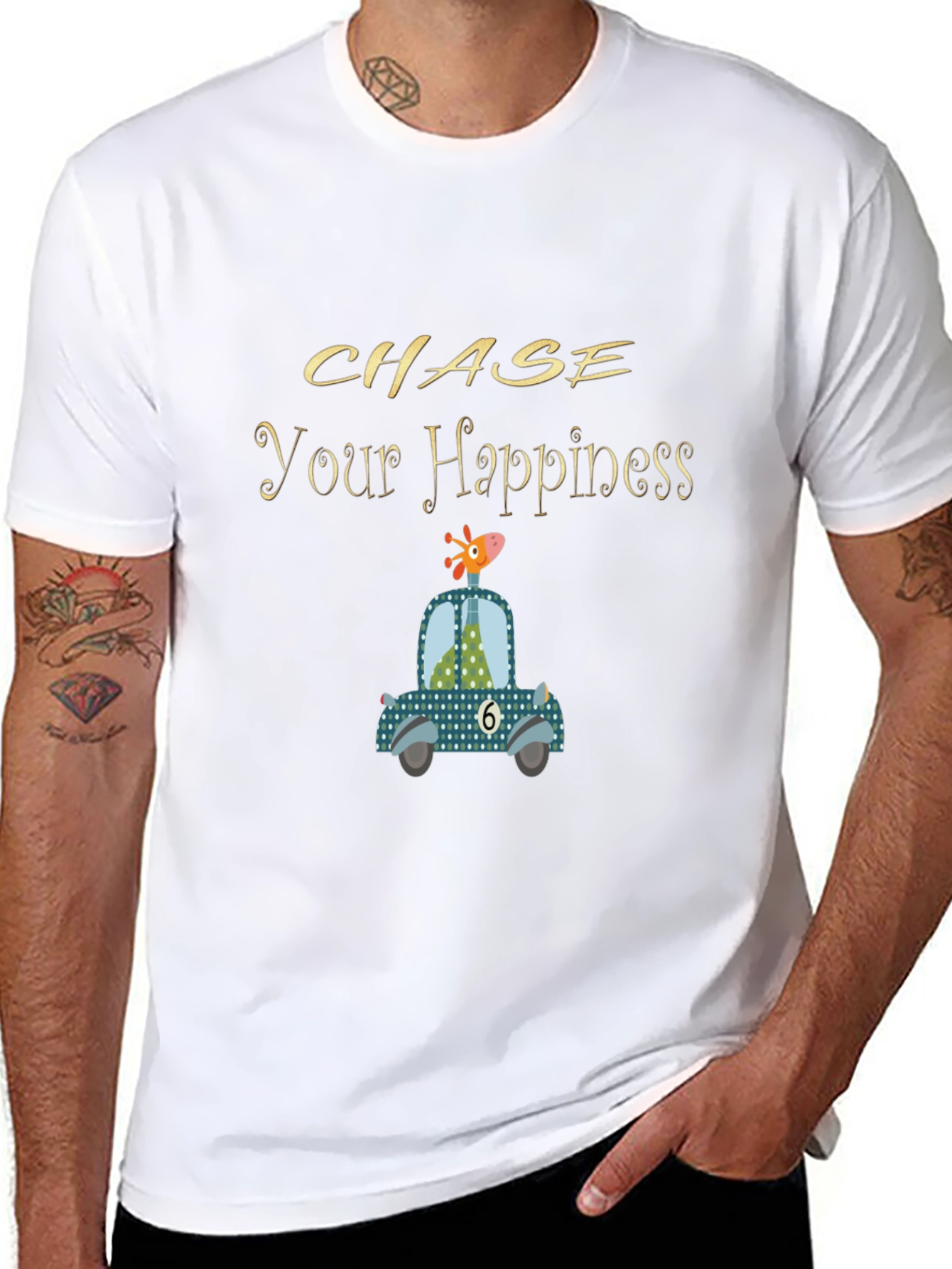 Black Chase Your Happiness Graphic Tee view 8