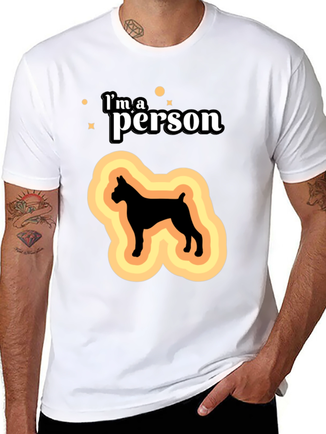 Black I'm a Person Dog Silhouette Black T-Shirt view 8