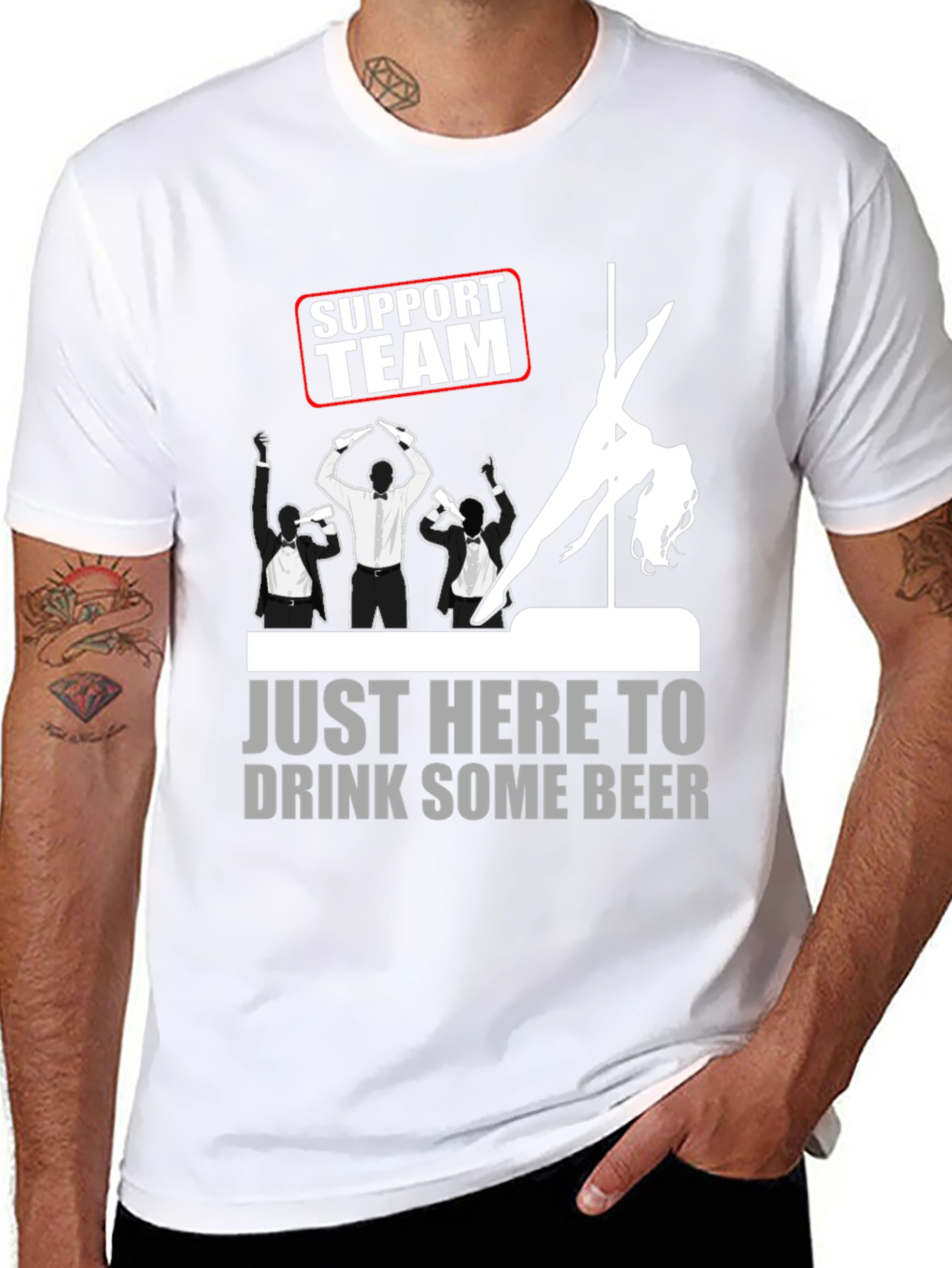 Black Support Team Drink Beer Graphic T-Shirt view 8