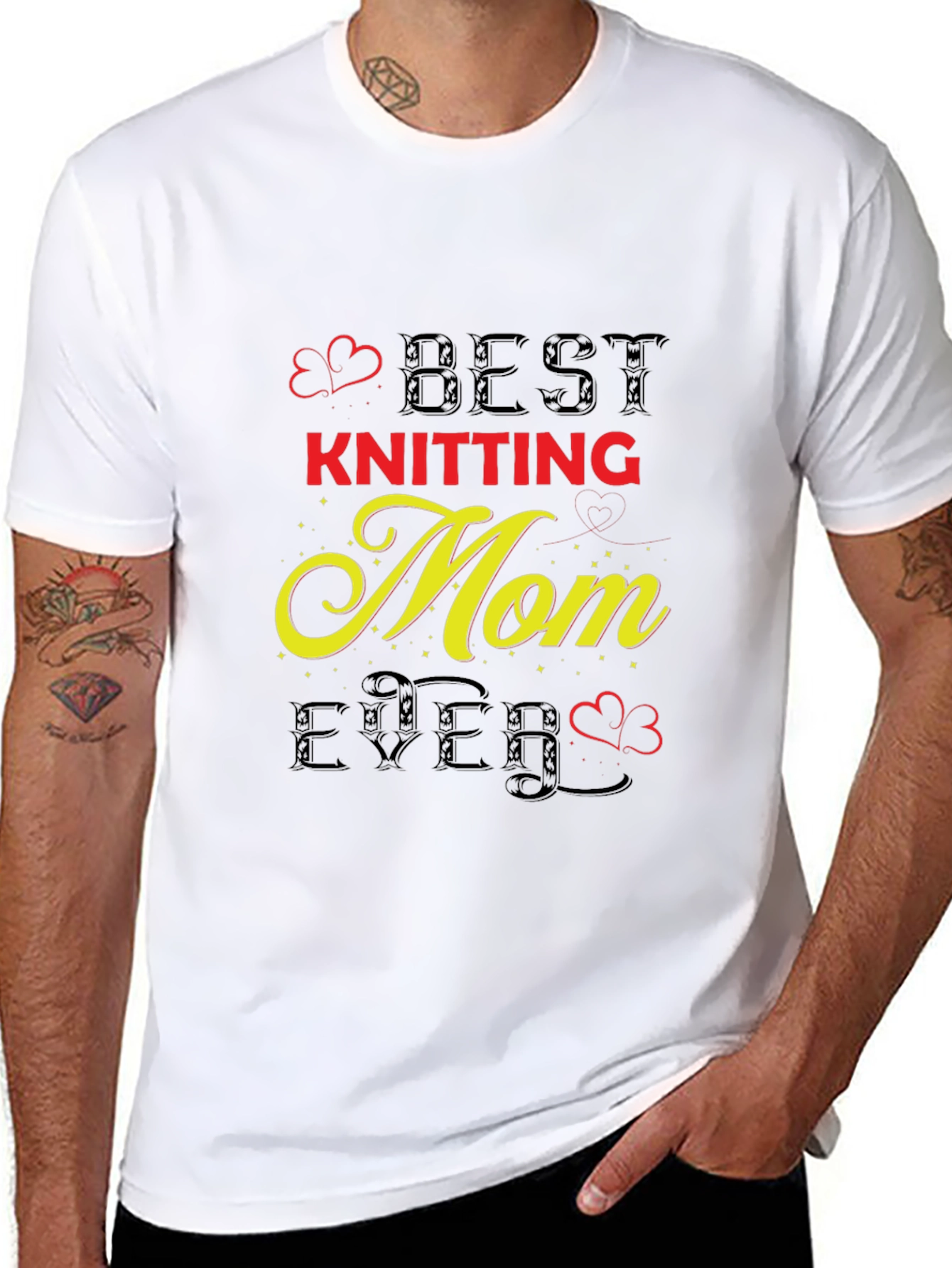 Black Best Knitting Mom Ever T-Shirt view 8