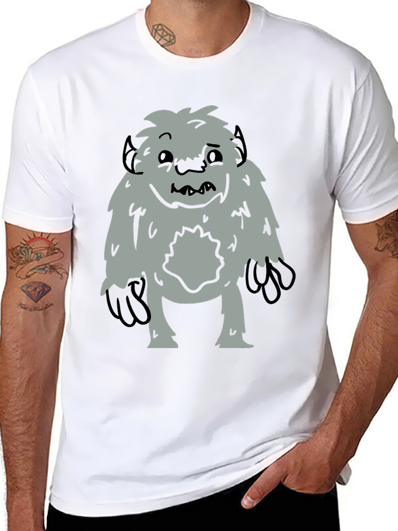 Fun Bigfoot Graphic Tee - Black Cotton Blend - 8